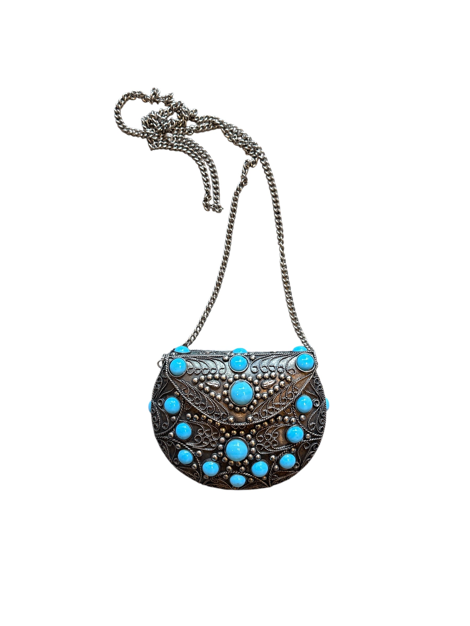 gray blue mini metal crossbody