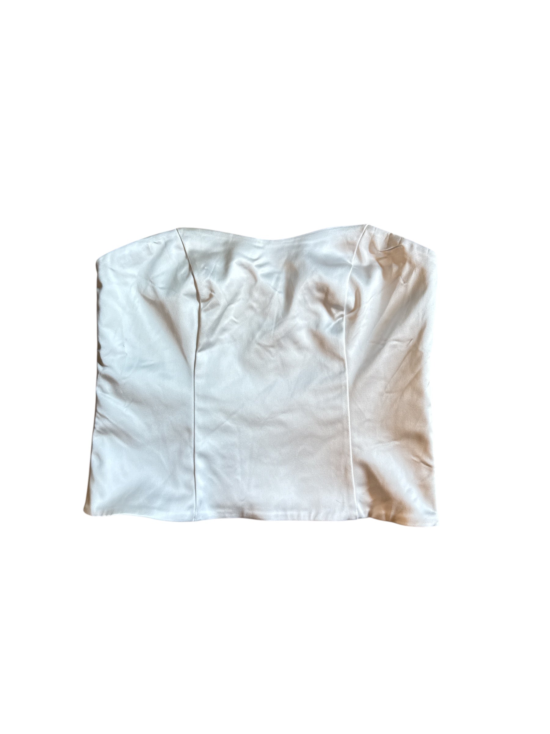 white Abercrombie satiny tube top, m