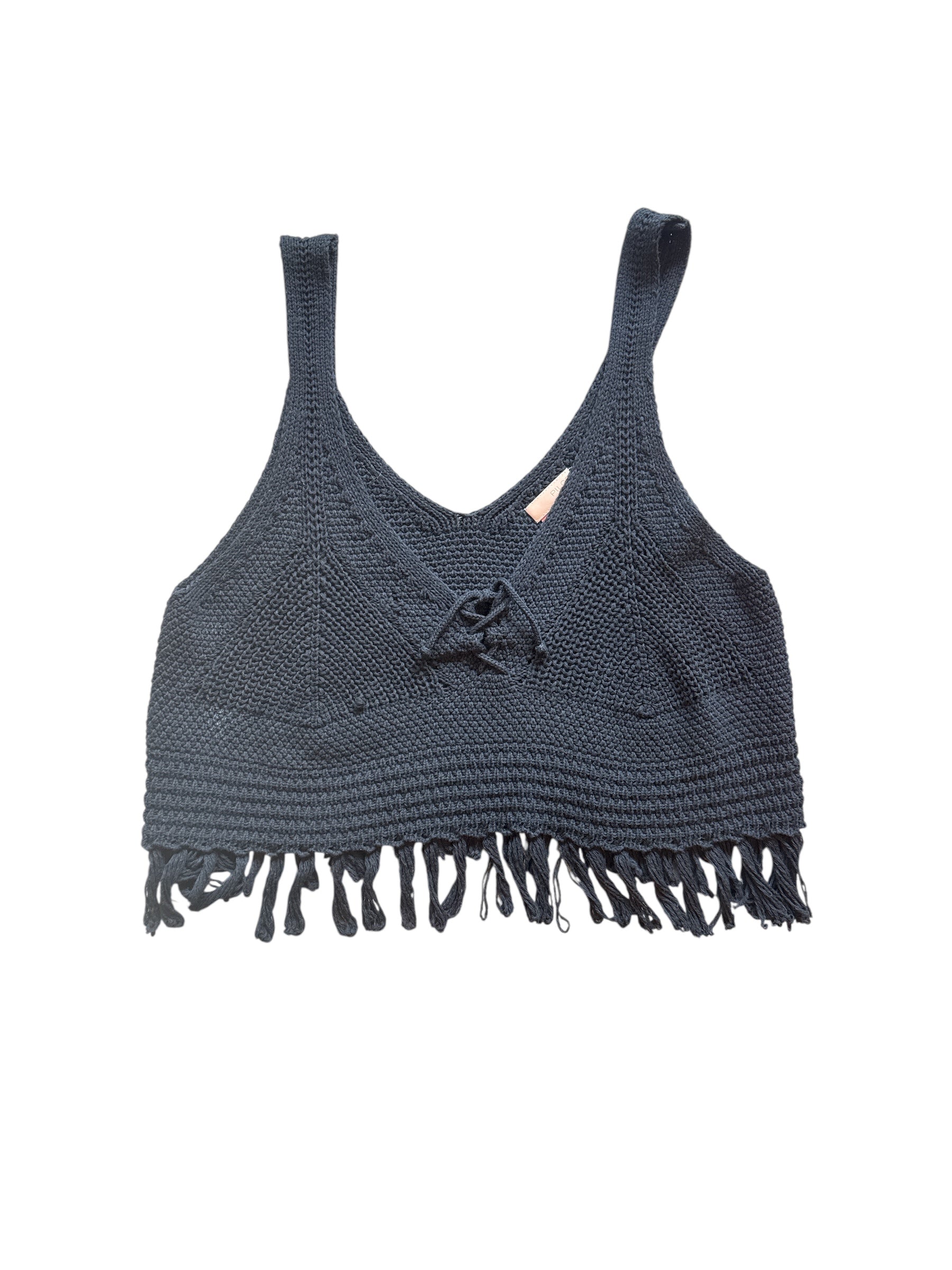 black pilcro crochet cami top, m