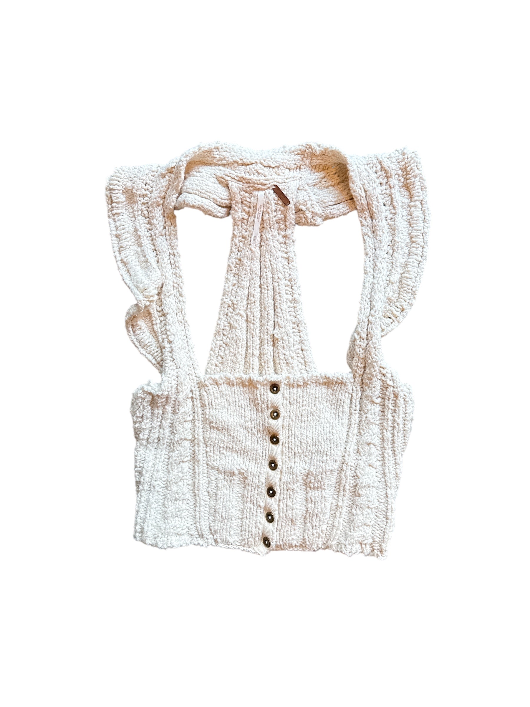 cream free people knit racer back tank, xs