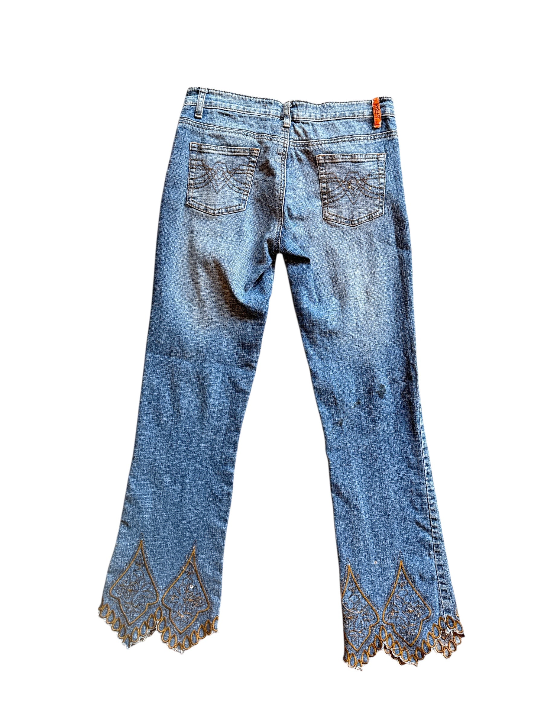 med wash apollo embroidered jean, 3/4