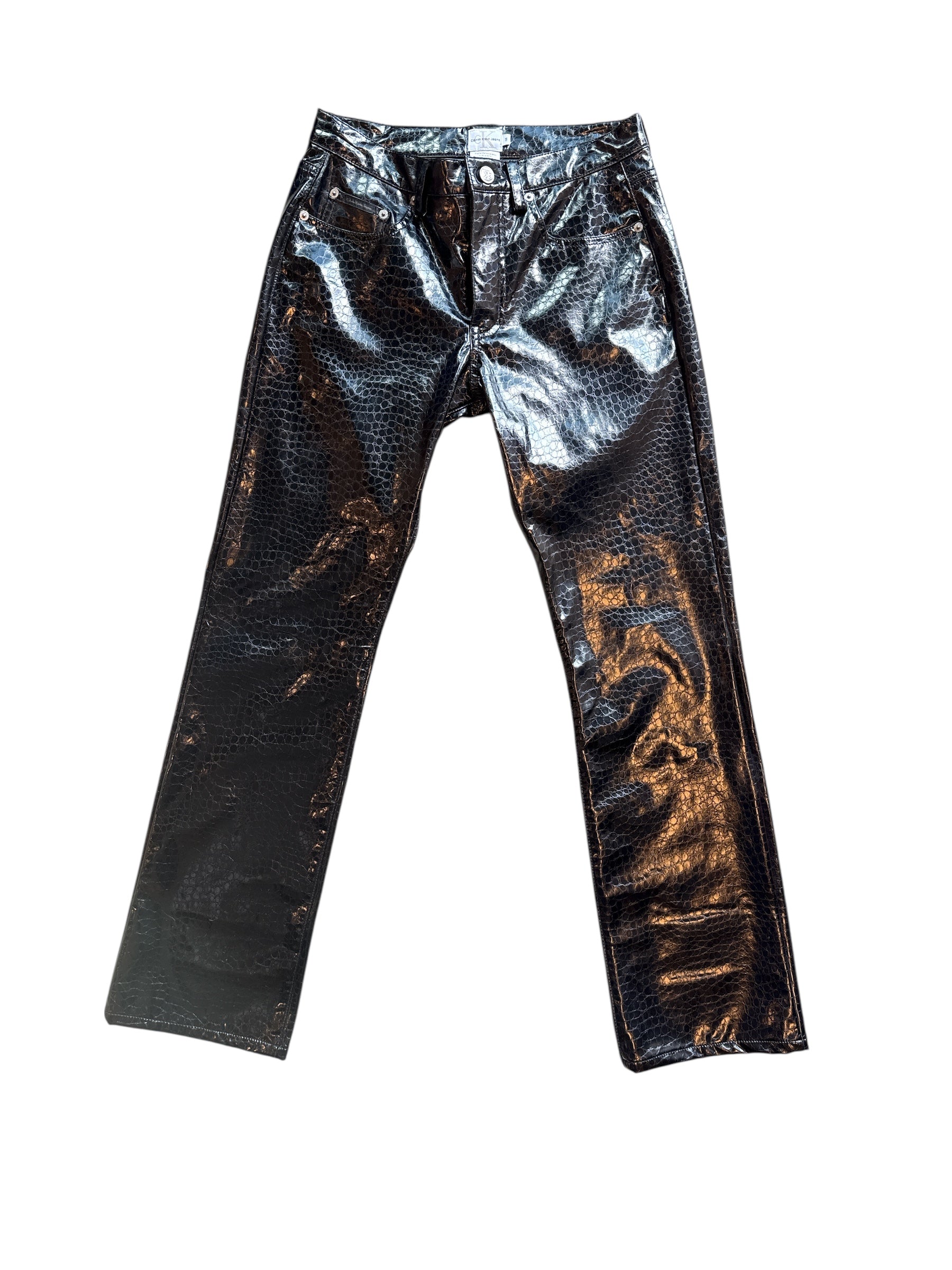black calvin klein pleather croc pants, 5