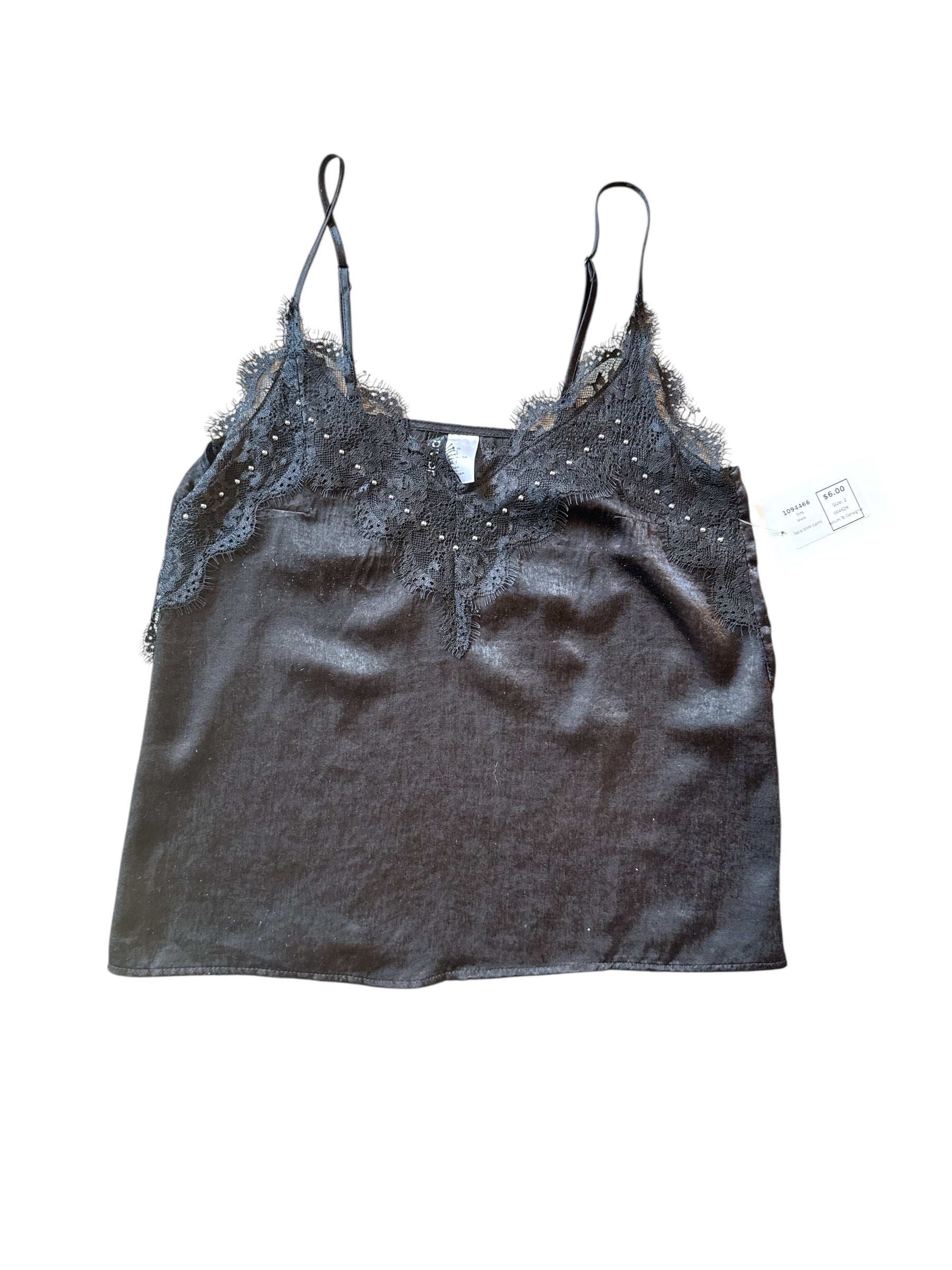 black hm lace trim cami, 2