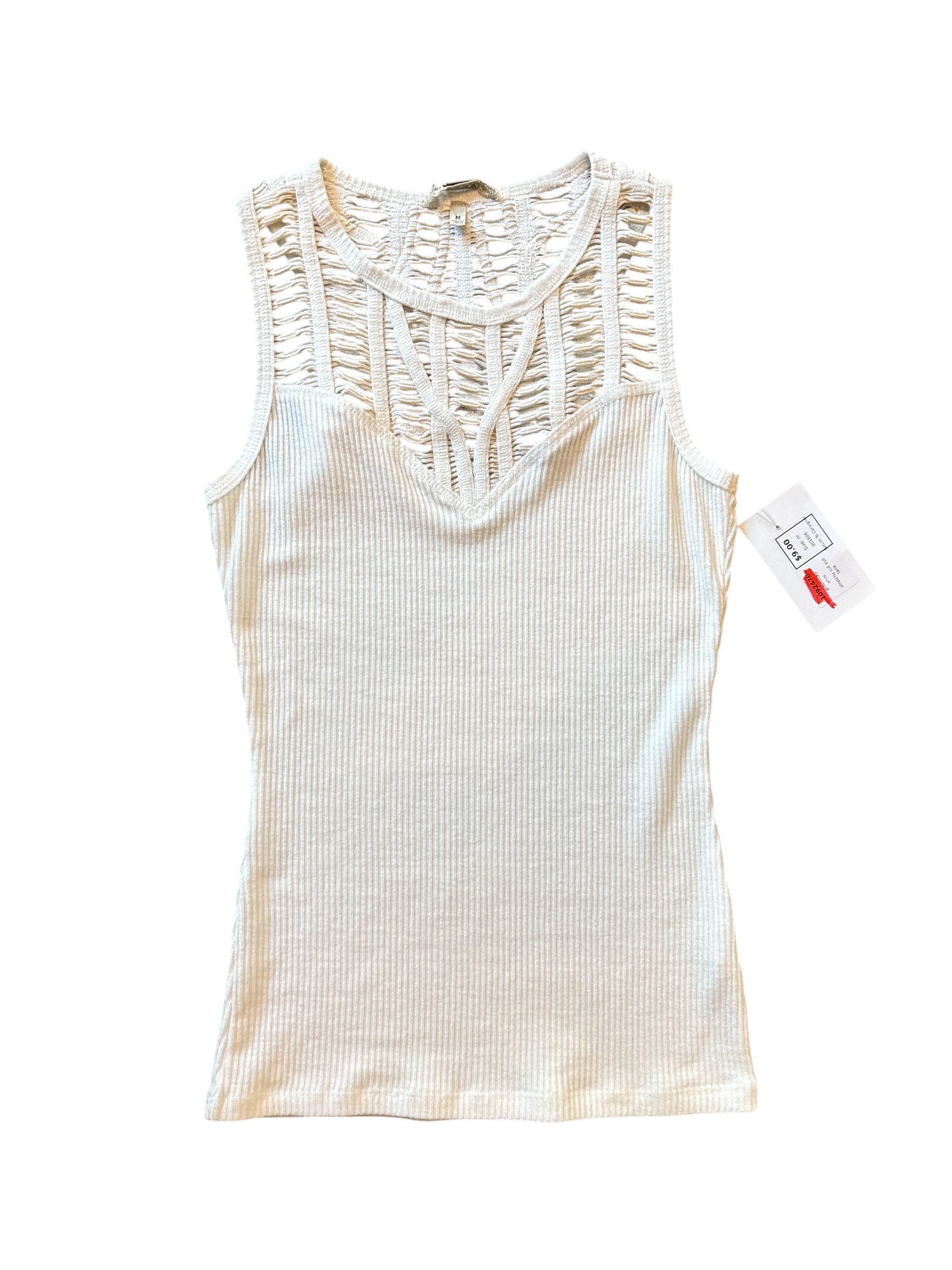 white gimmicks stretchy cut out tank, m