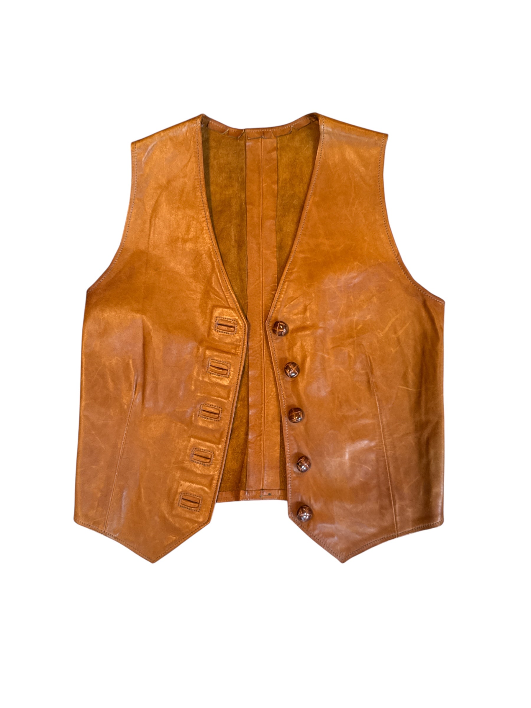 tan  leather vest