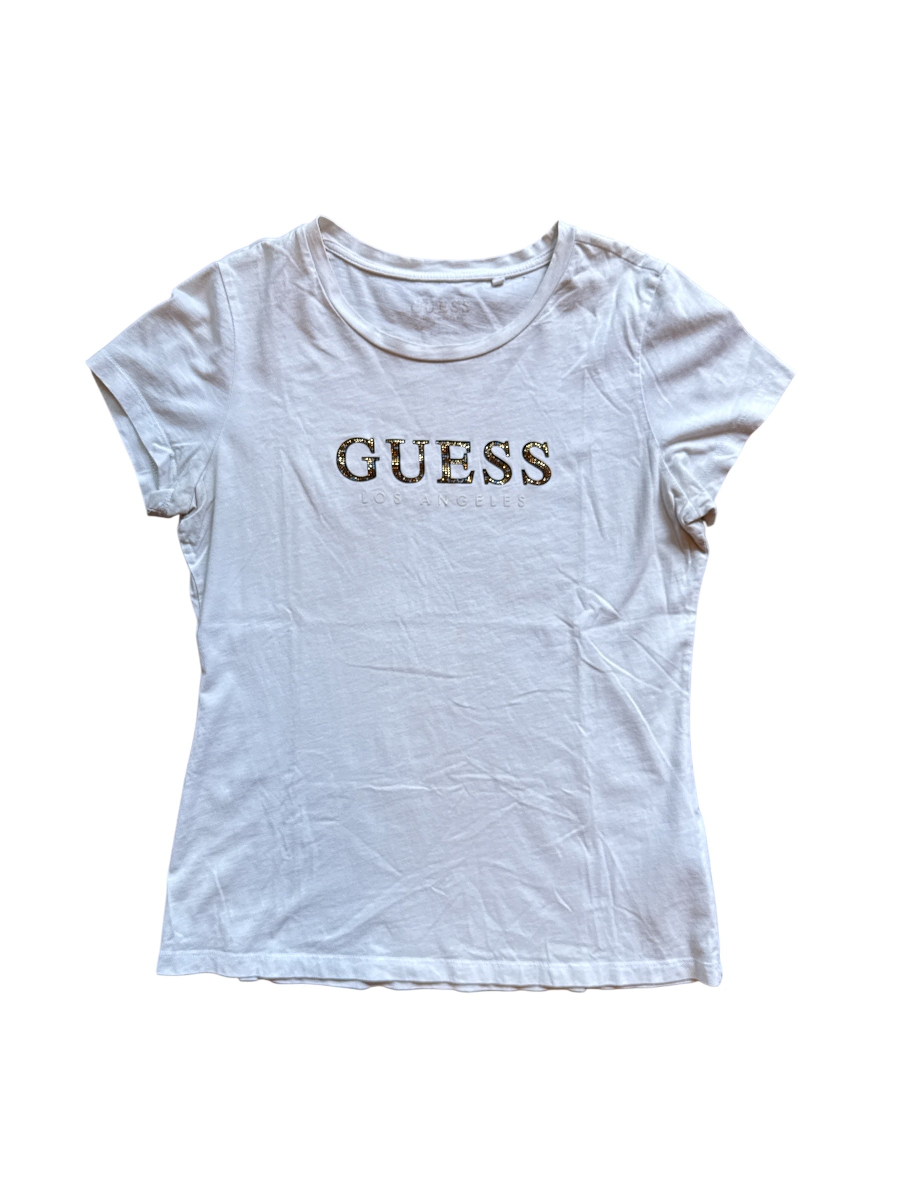 White Guess Bedazzled guess top, XL