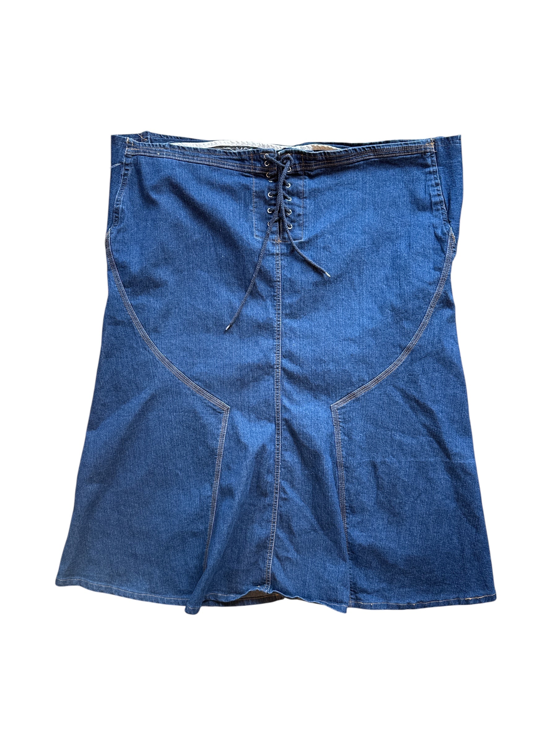 blue zoey beth lace up denim skirt, 3x
