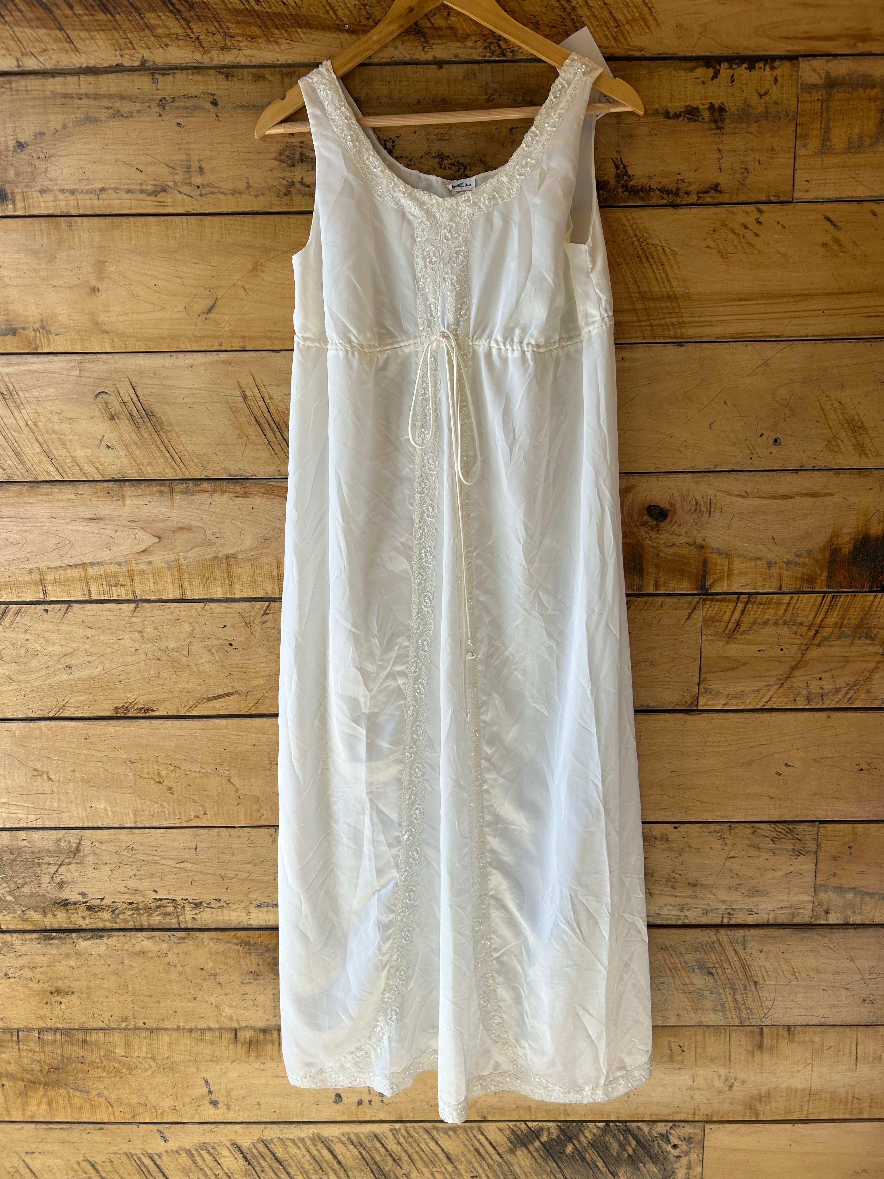 White Christian dior Beaded Vtg slip, M