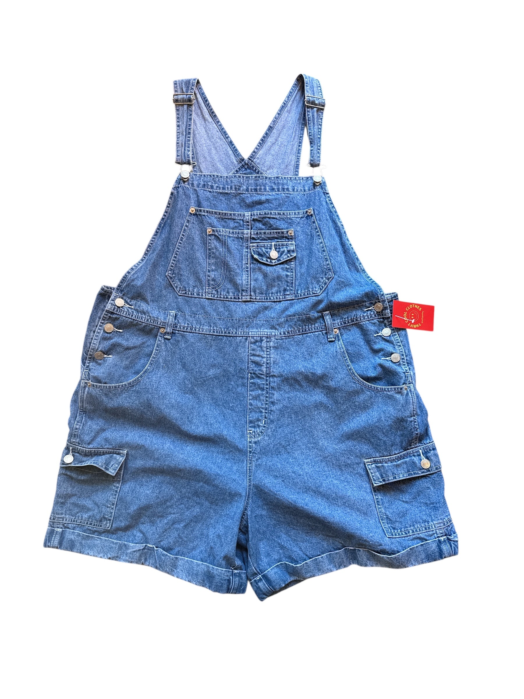 blue xhileration plus denim short overall, 24