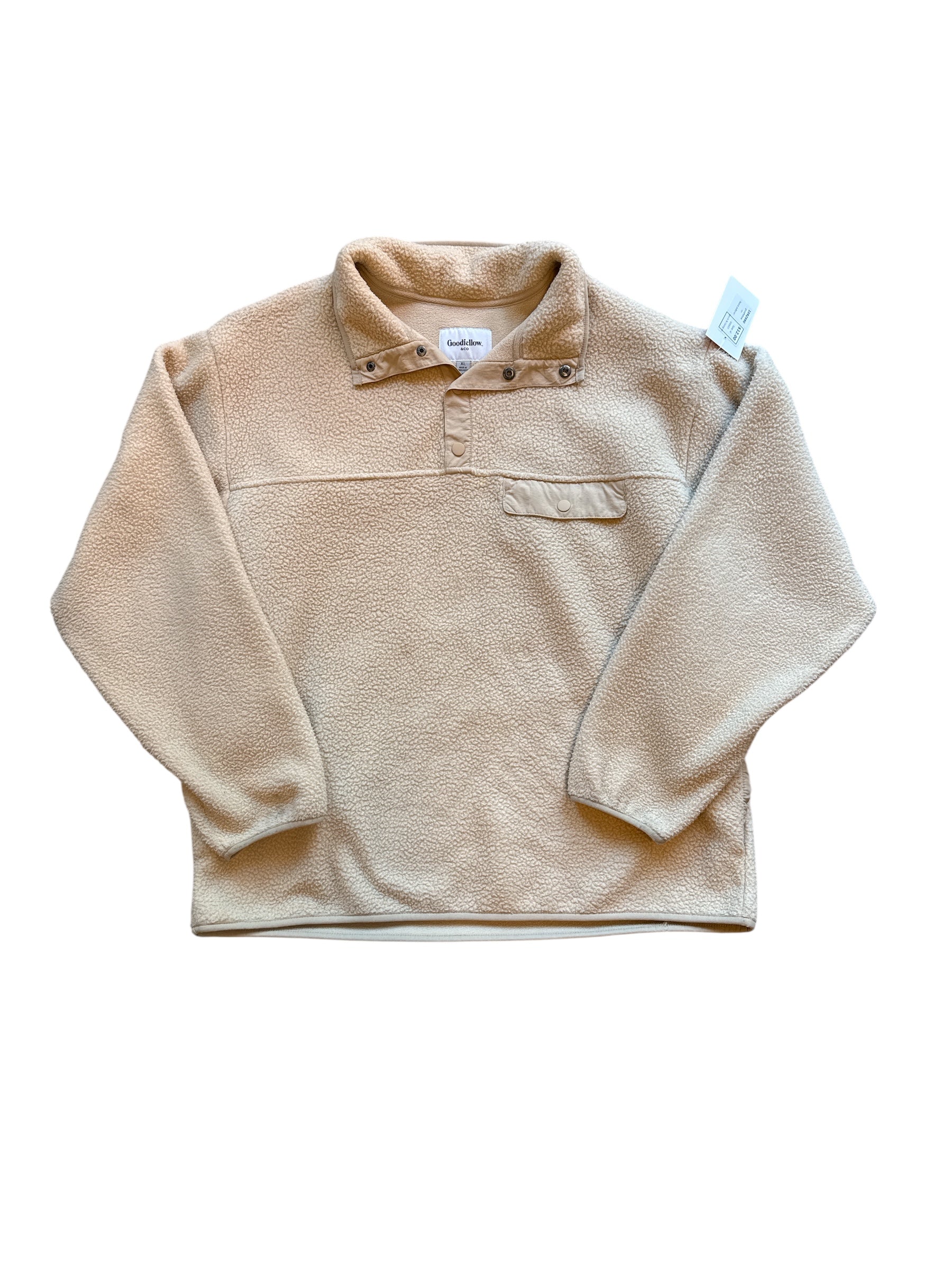 tan goodfellow fleece pullover, xl