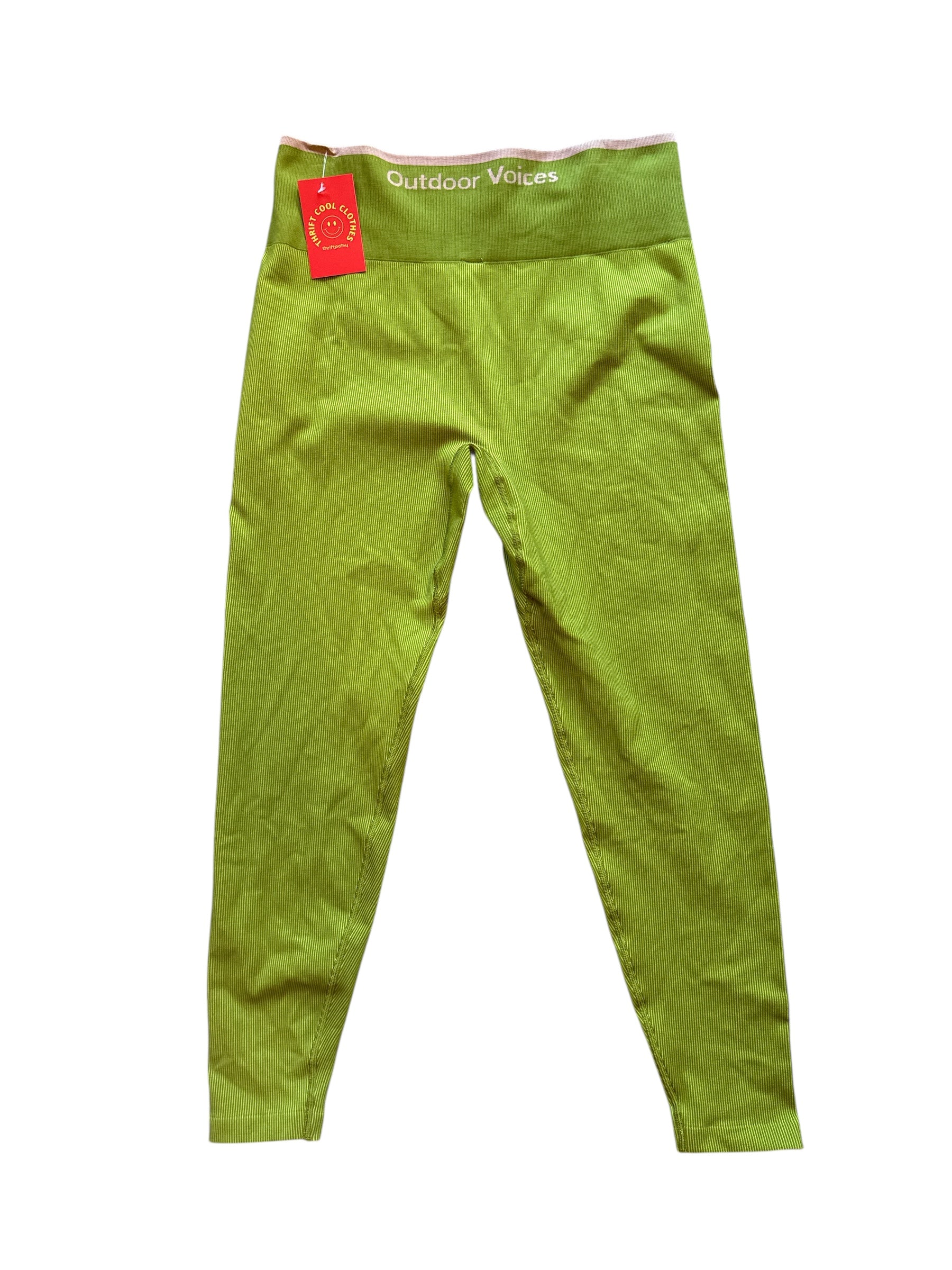 Chartreuse outdoor voices ribbed leggings, xl