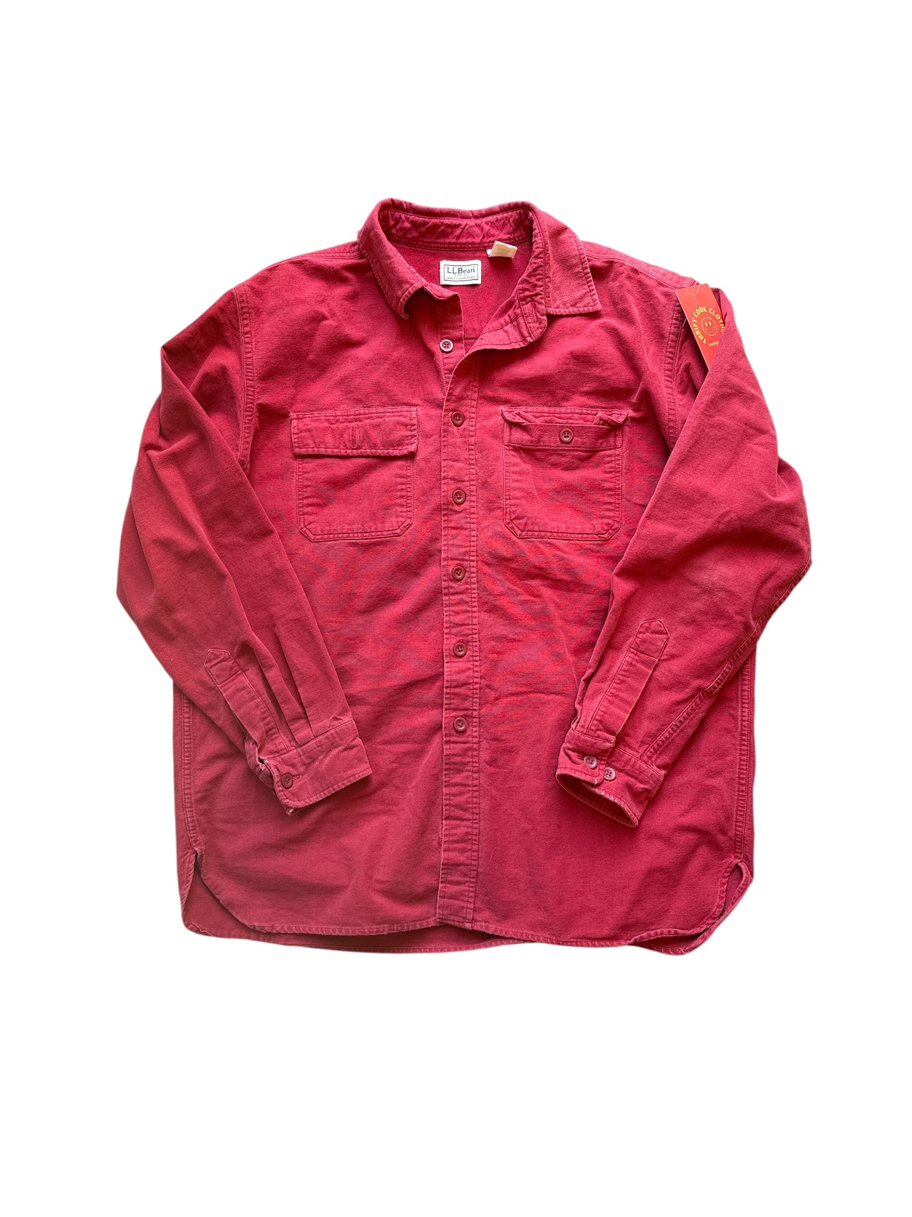 red ll bean vtg cotton ls button up, L