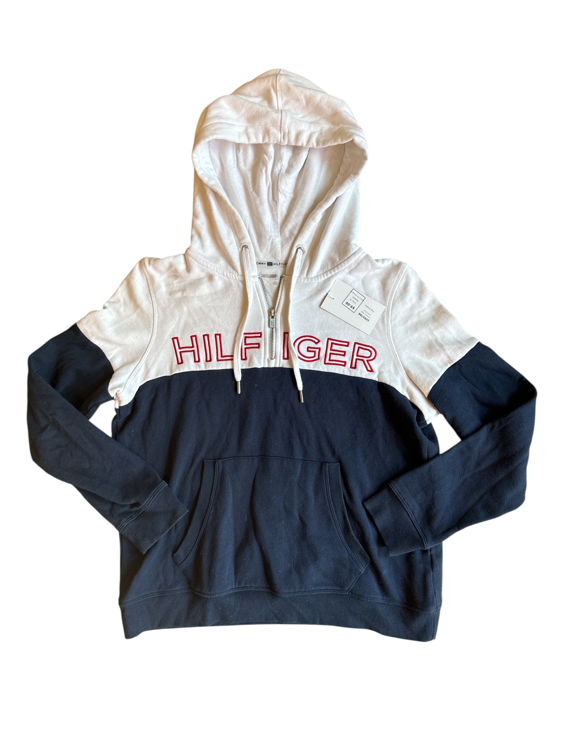 white blue tommy hilfiger logo hoodie, m