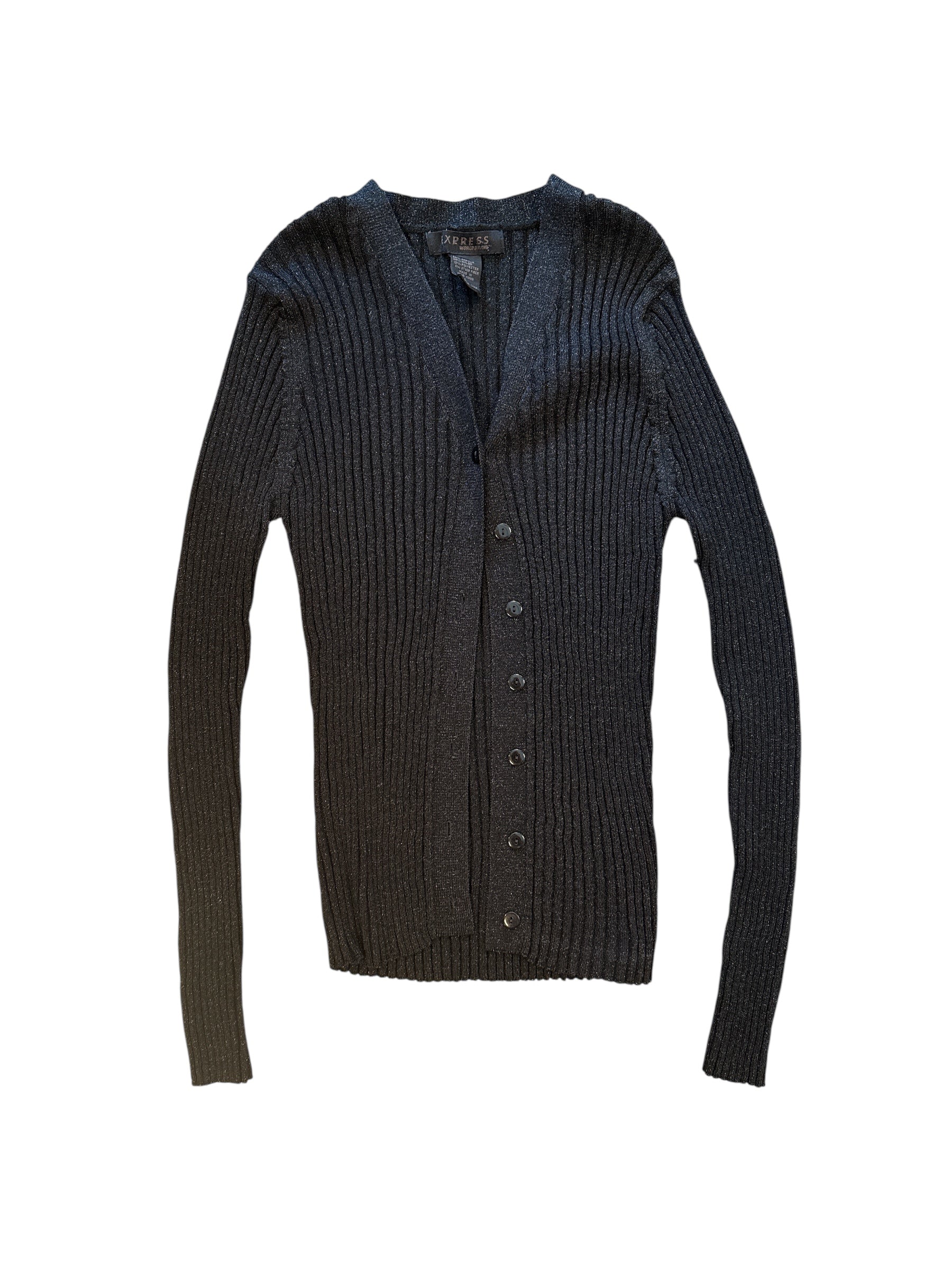Black silver Express Sparkle ribbed cardigan, L