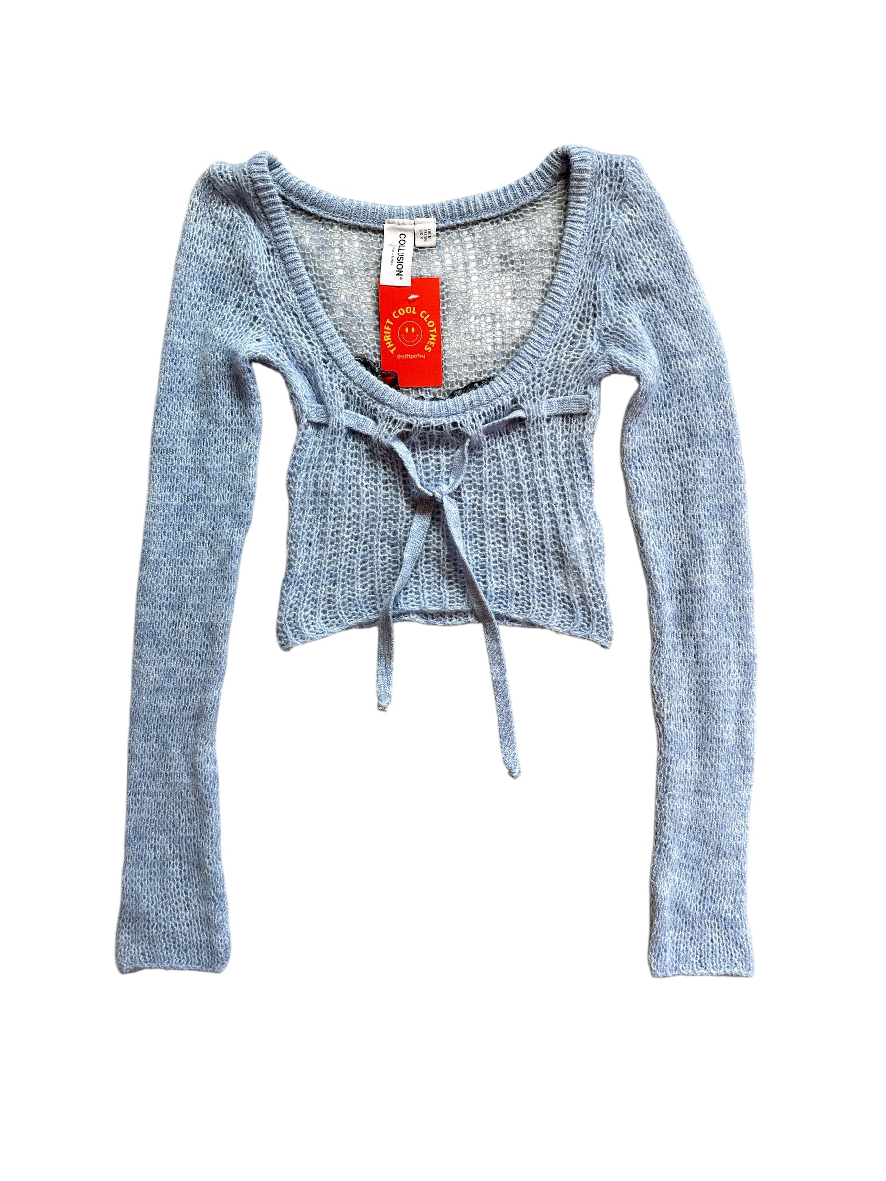 blue collusion loose knit ls sweater top, 4