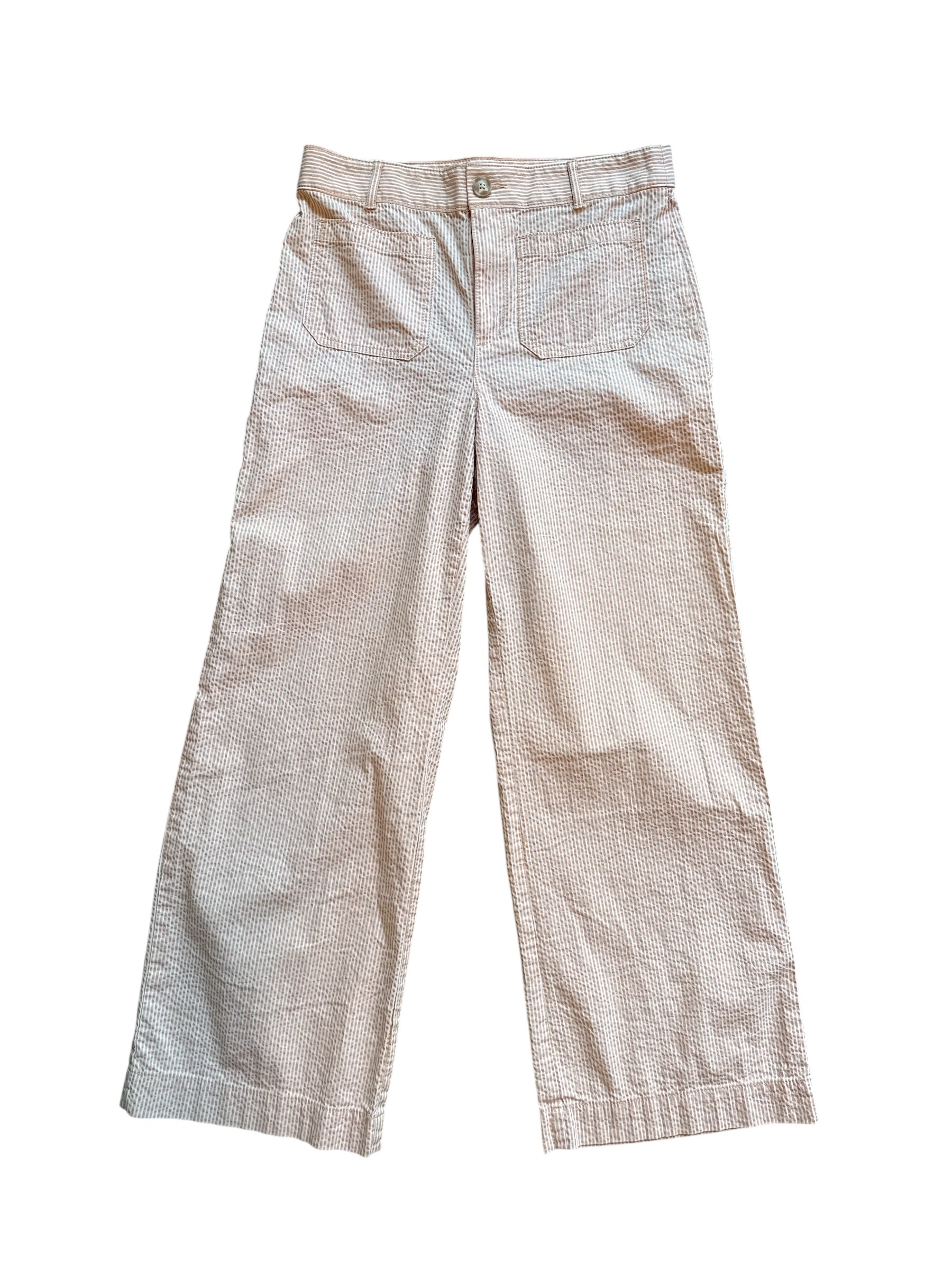 6 Loft seersucker wide leg trousers, orange white