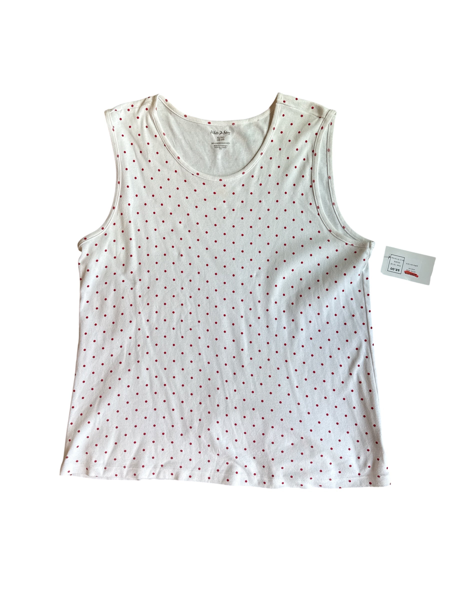 white red white stag polka dot tank, 16-18