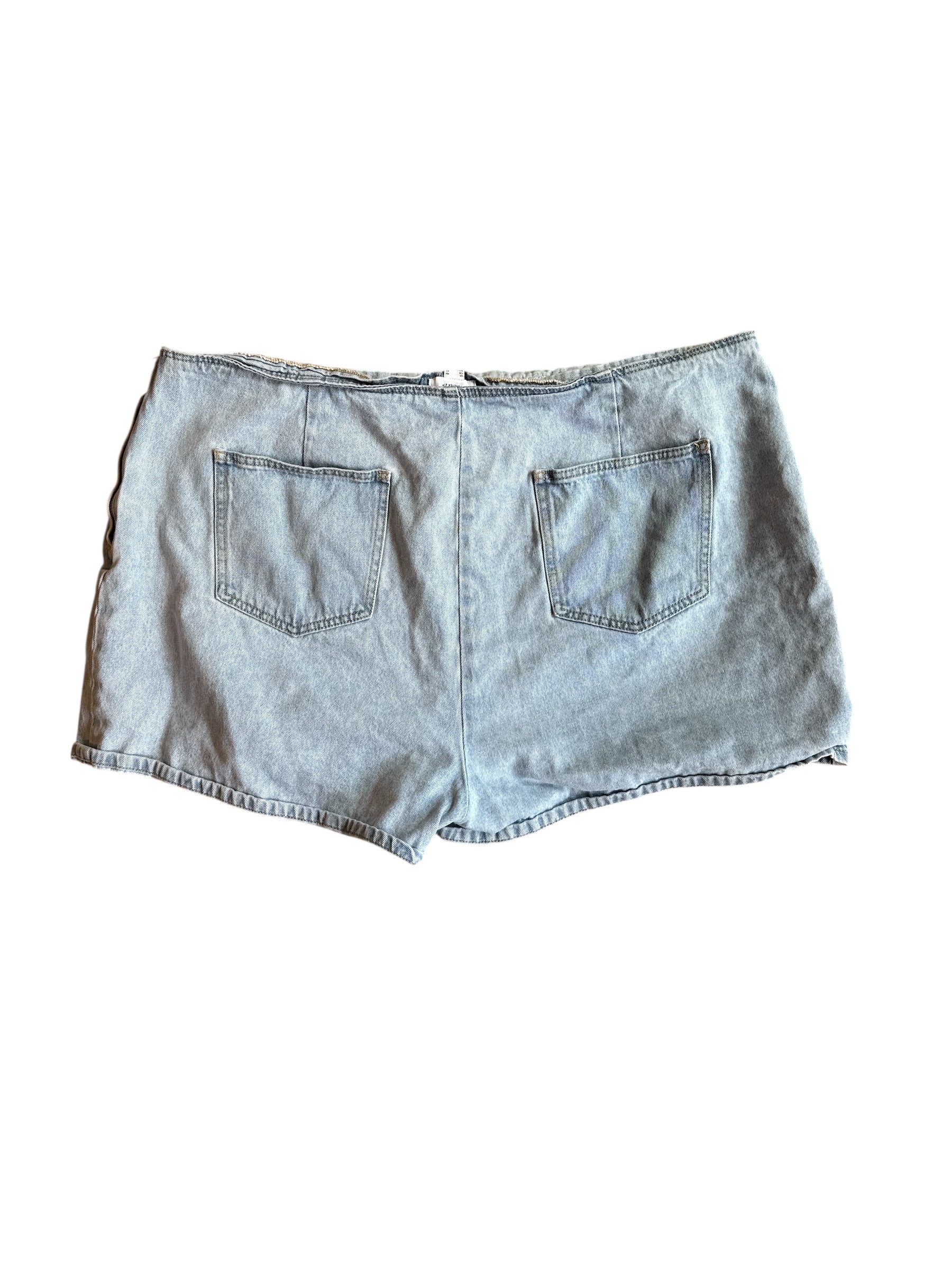 light wash forever 21 denim mini skirt, 4x