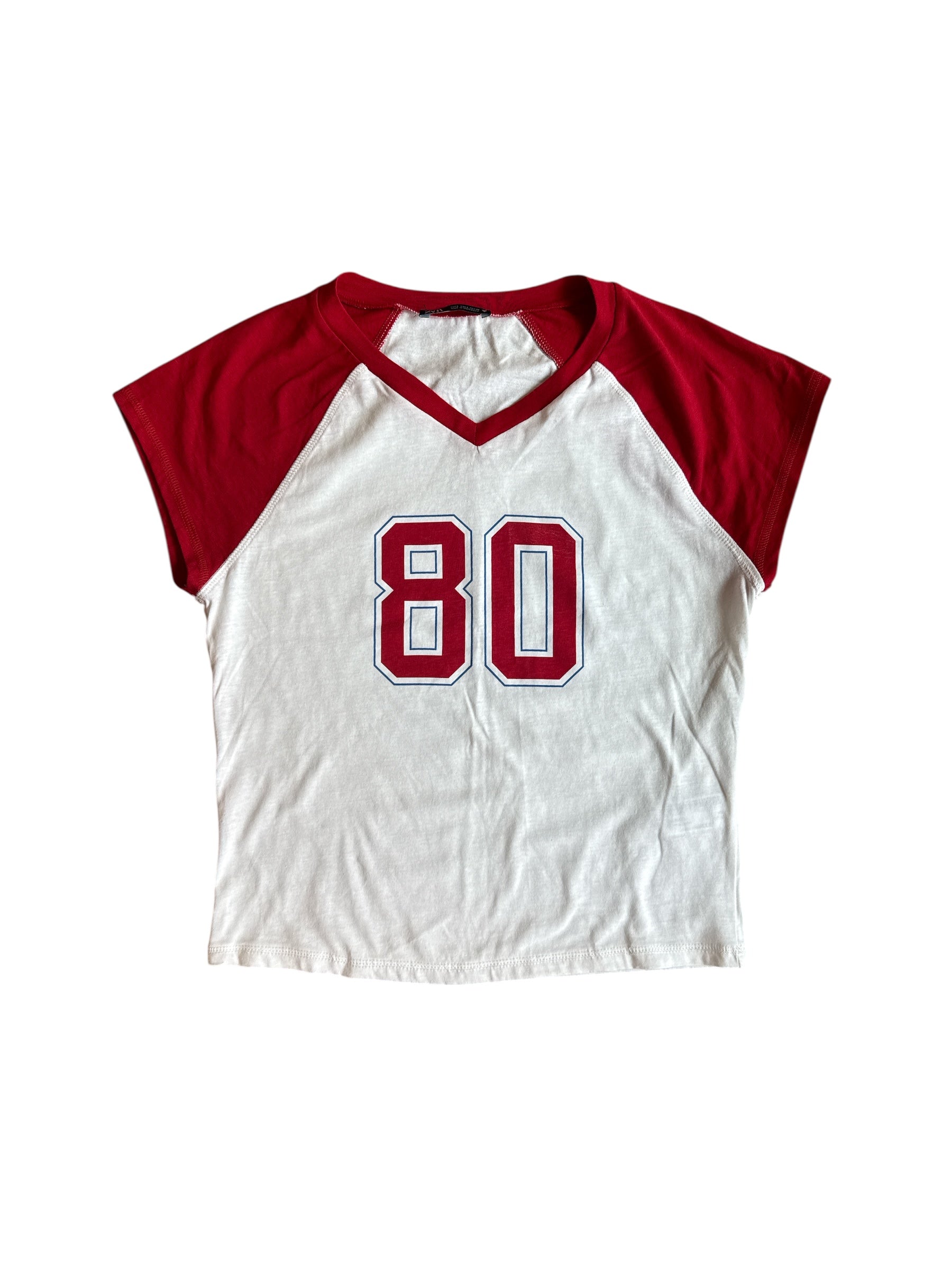 red white zara ss 80 top, L