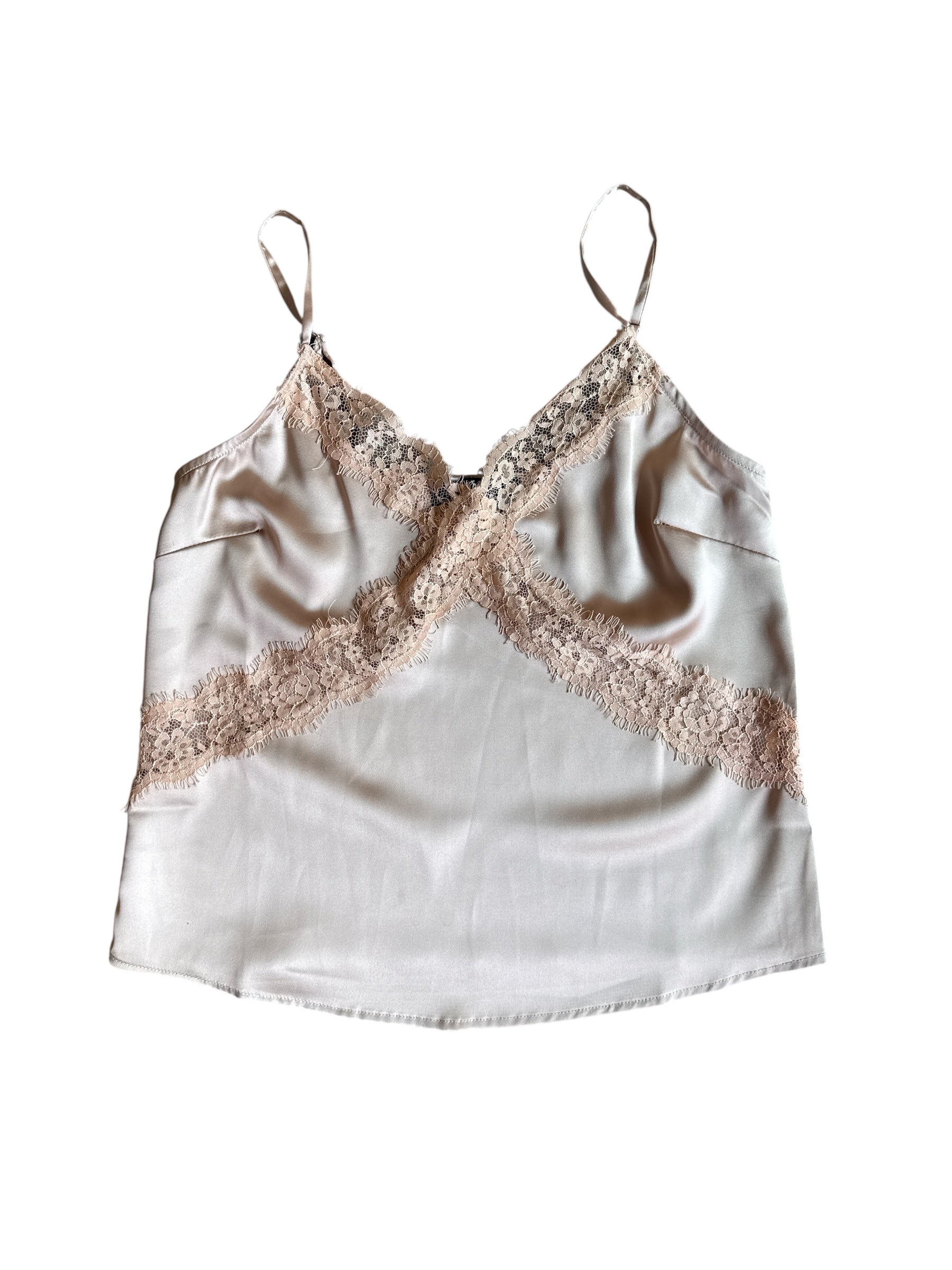 tan lulus satin lace trim cami, xs