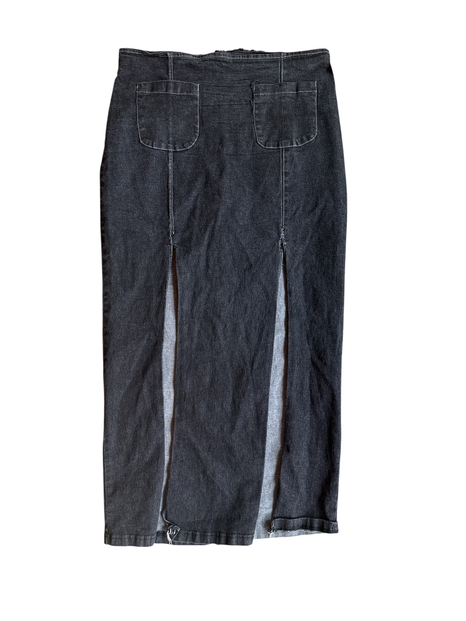 black beware denim skirt w cutout, 2x