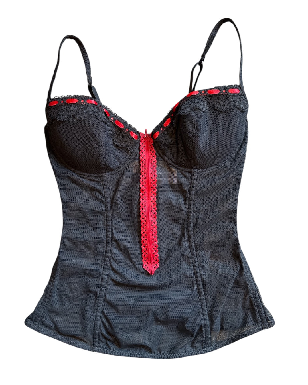 black red intimissimi mesh bustier corset, 34B