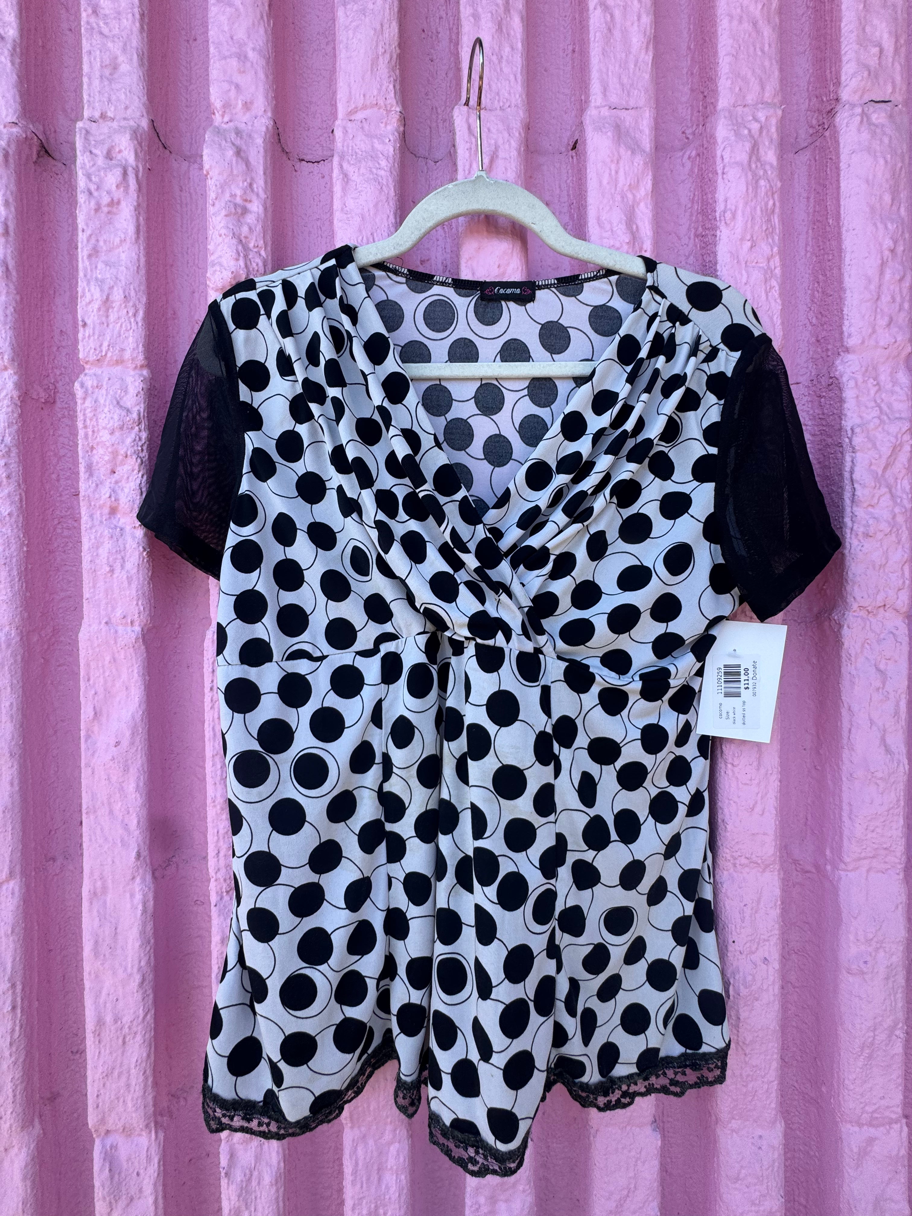 black white cocomo dotted ss top