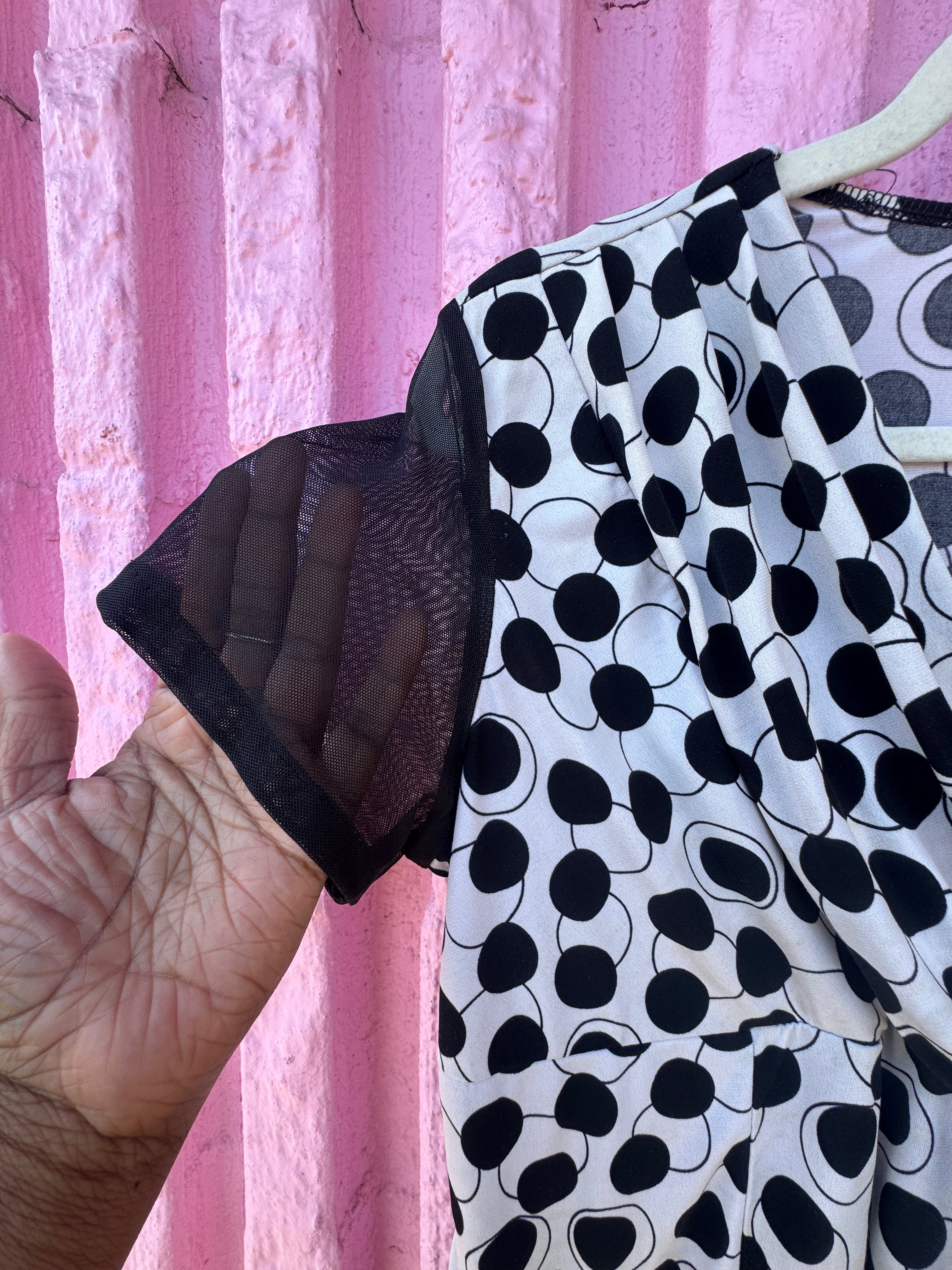 black white cocomo dotted ss top