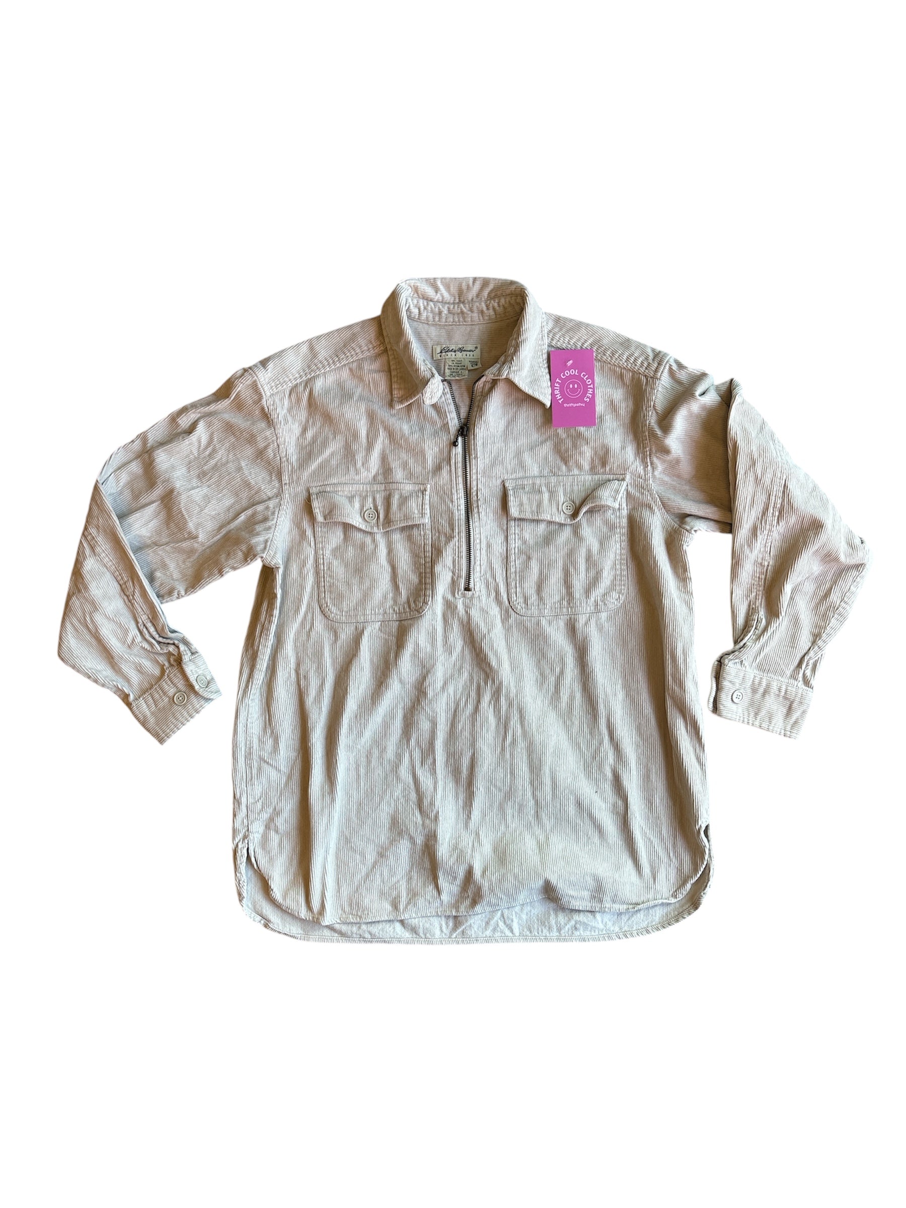 off white eddie bauer cord zip up, s