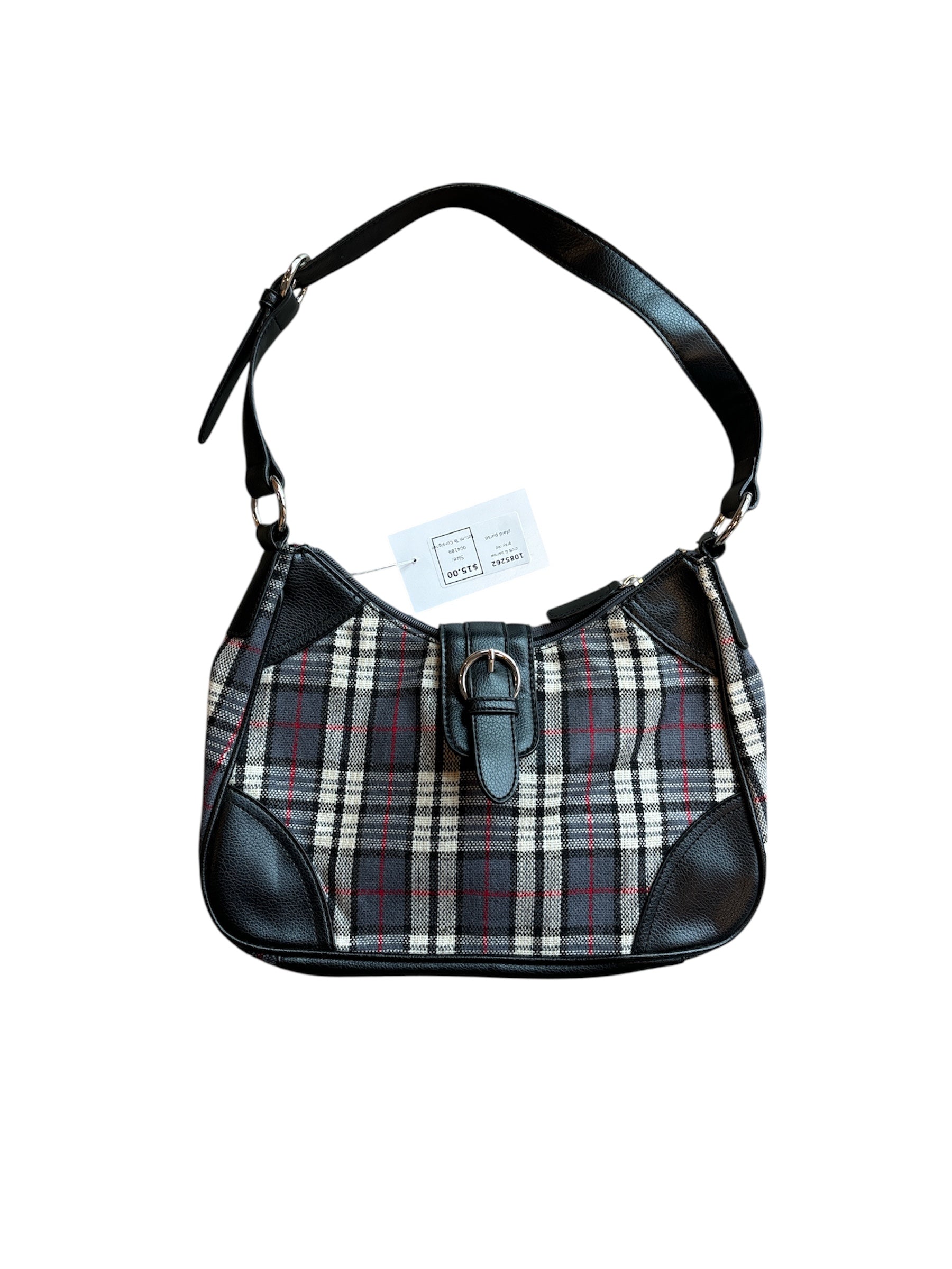 gray red croft & barrow plaid purse