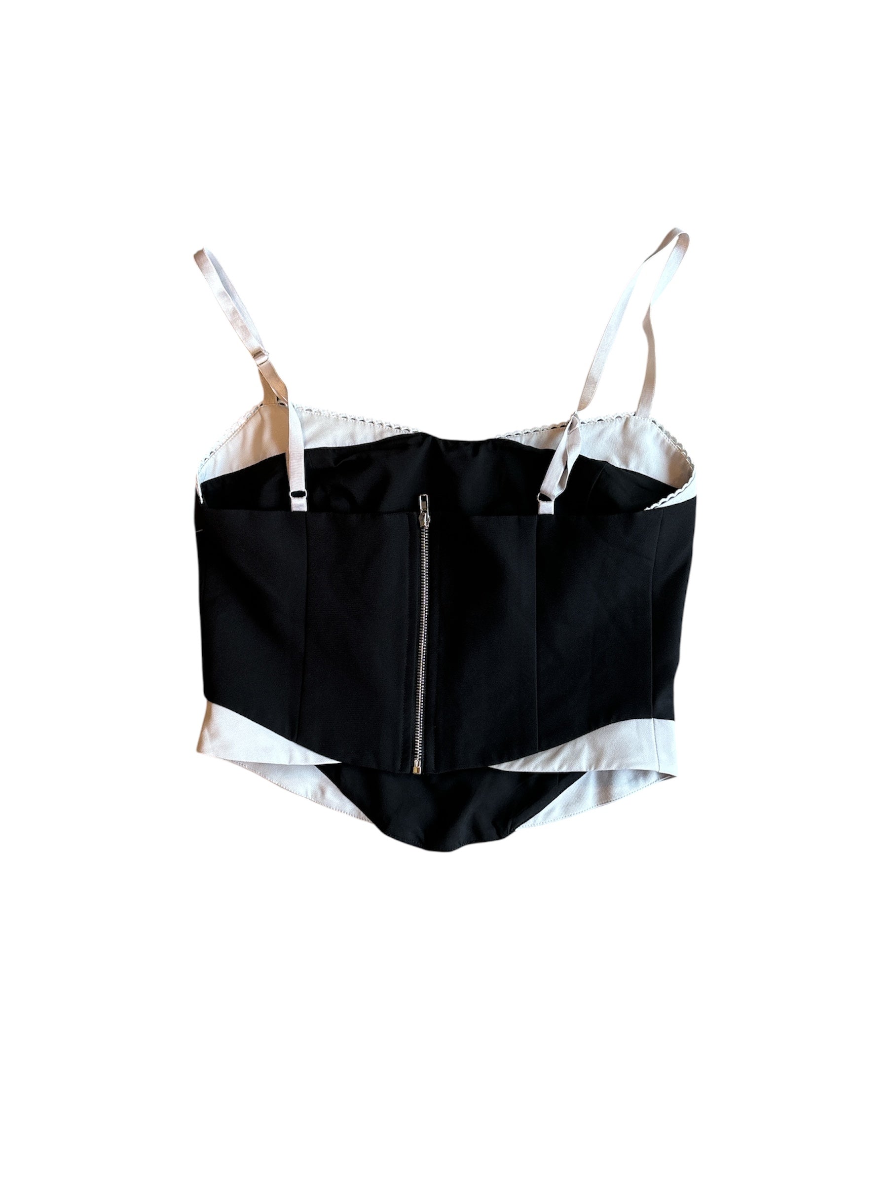 black white fox tank w scallop edge, s