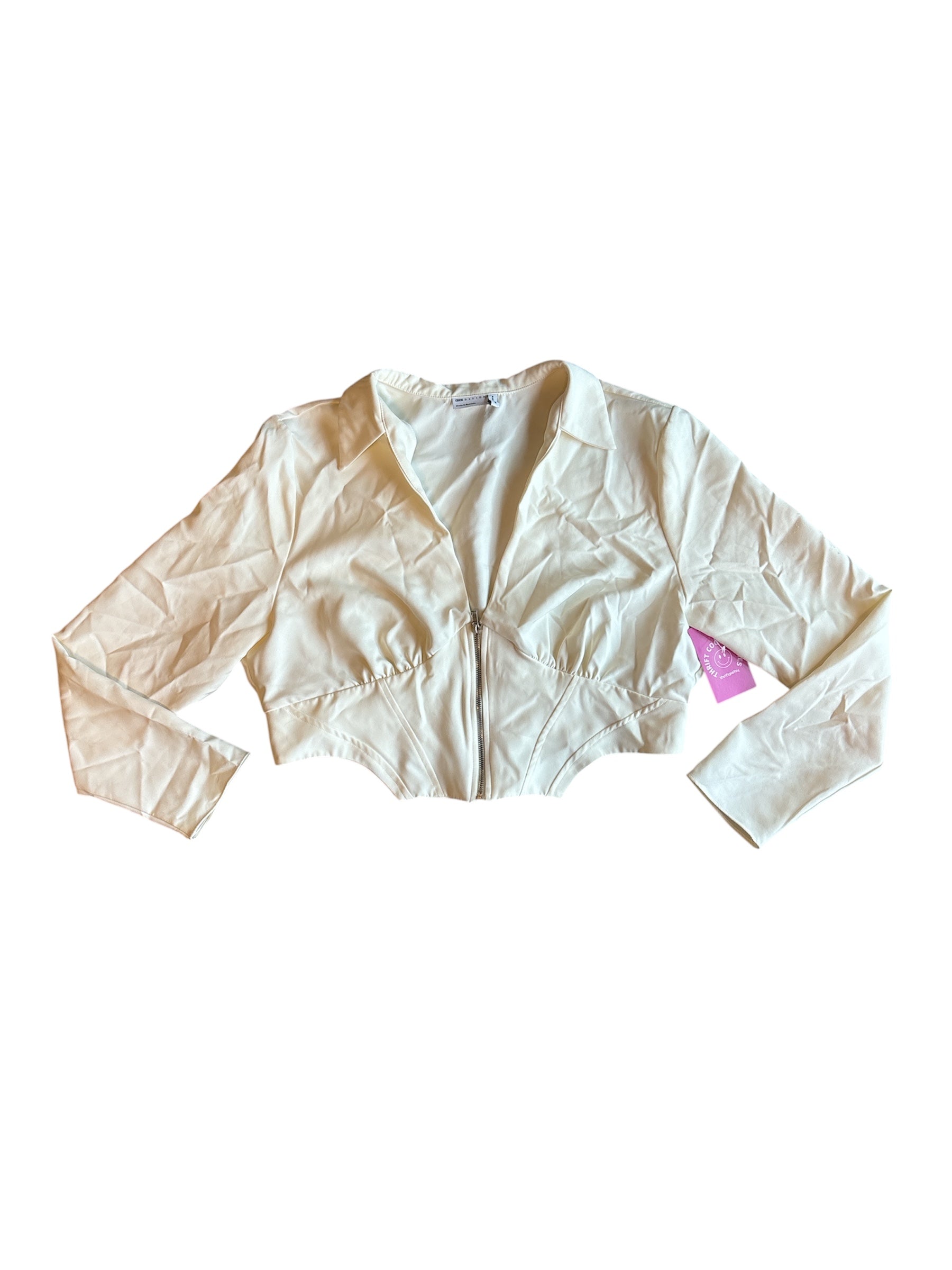 white asos collar zip up top, 14