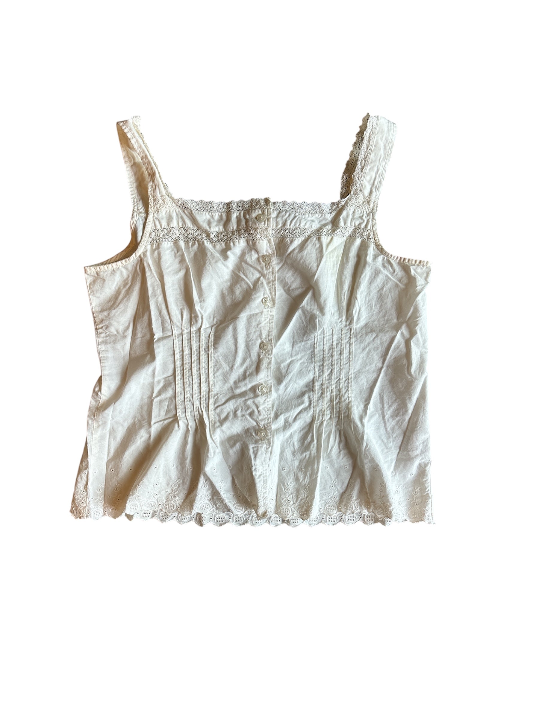 white delicates lace button tank, xl