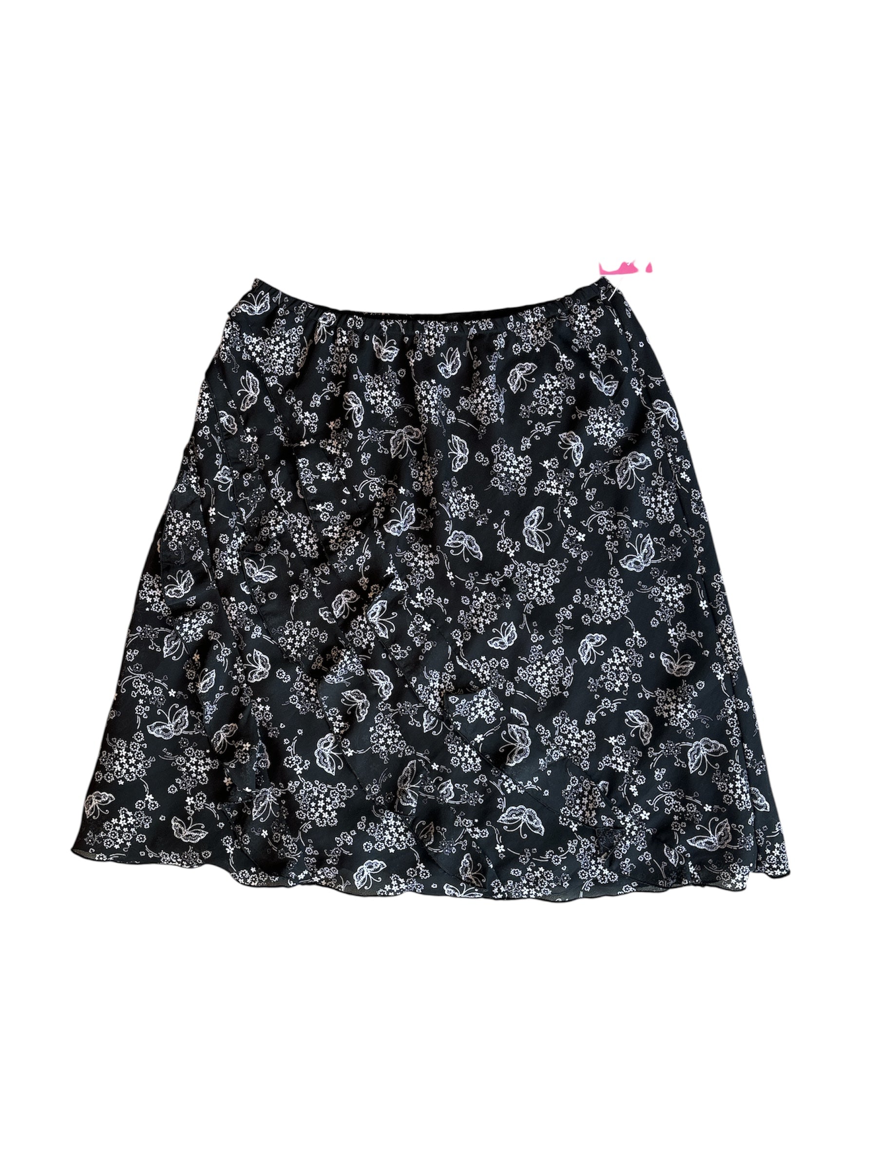 black  patterned ruffle skirt, 10p