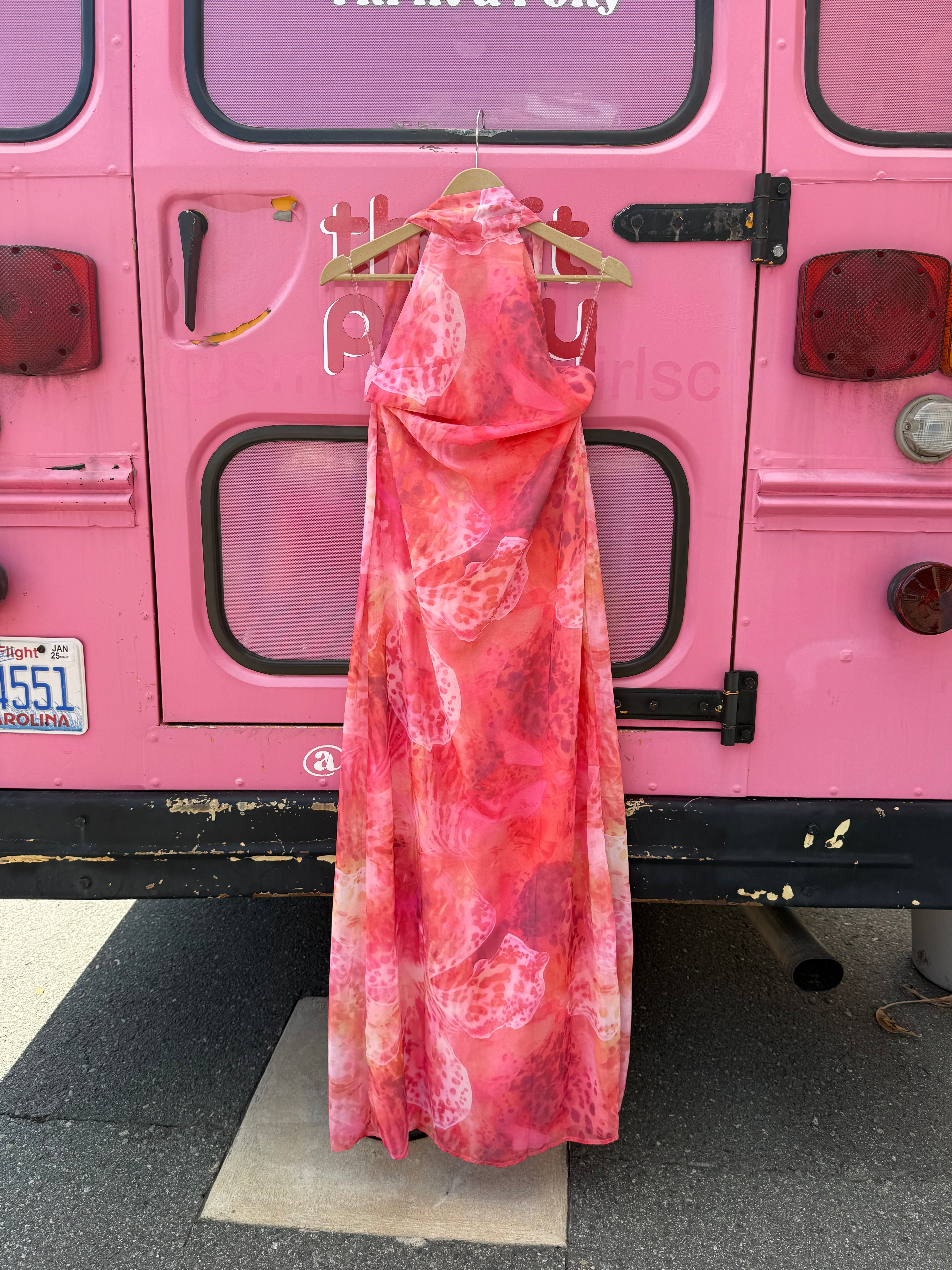 Pink orange Peppermayo NWT strawberry halter dress, 4
