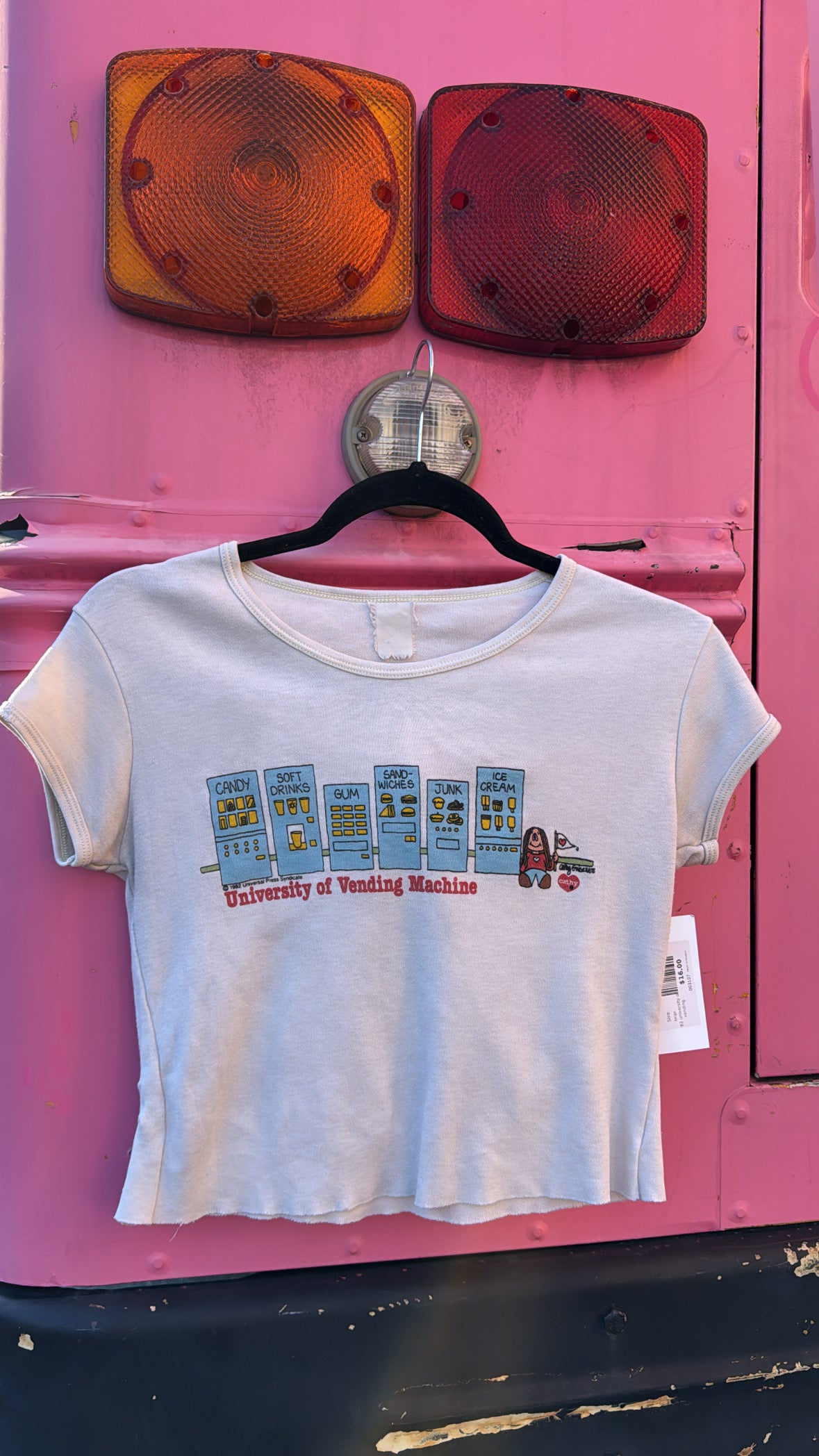 beige  '82 university of vending machine tee