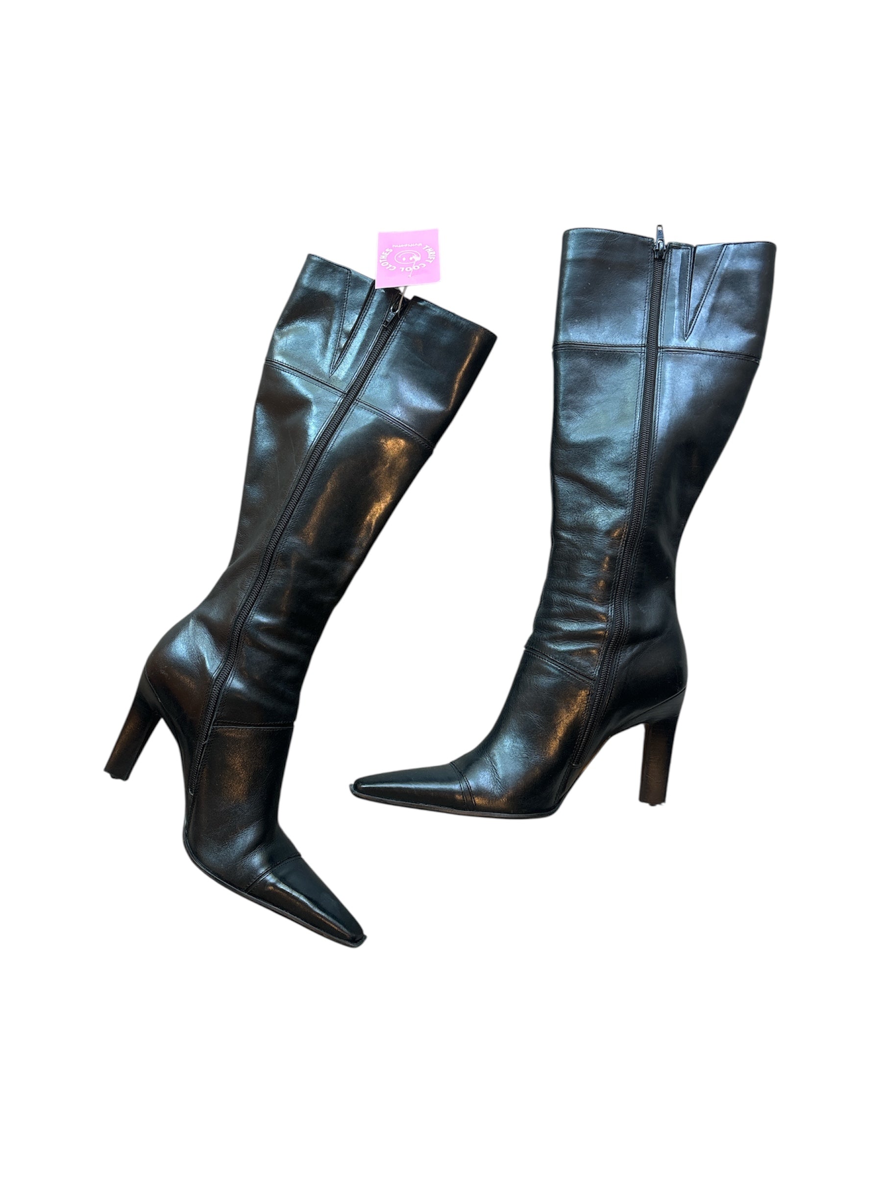 black aldo leather boots, 39