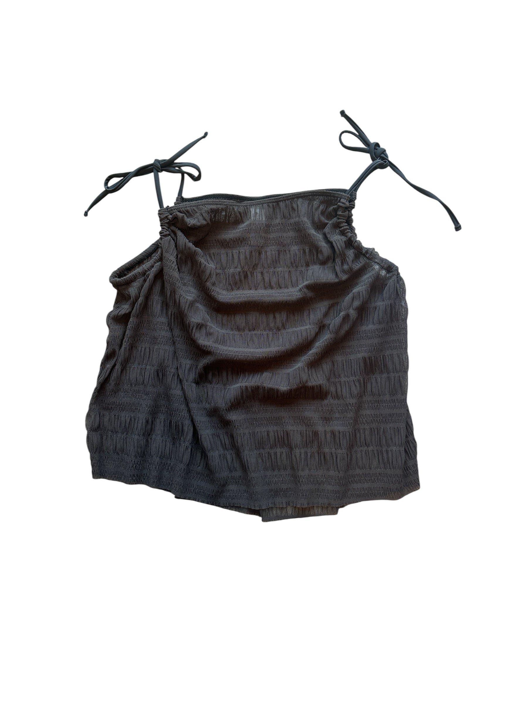 brown  mesh pleated tank, xl