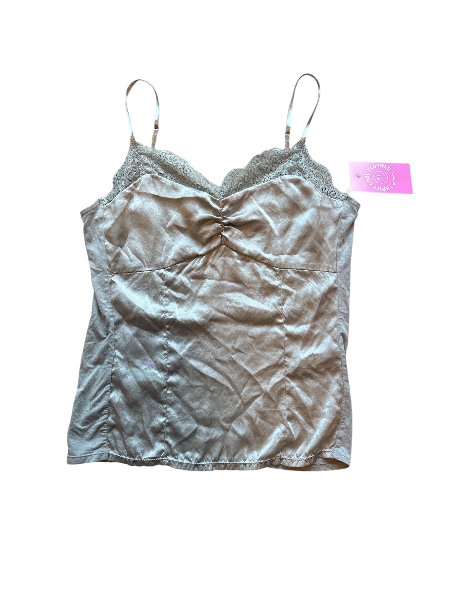 gray ann taylor satin cami, m
