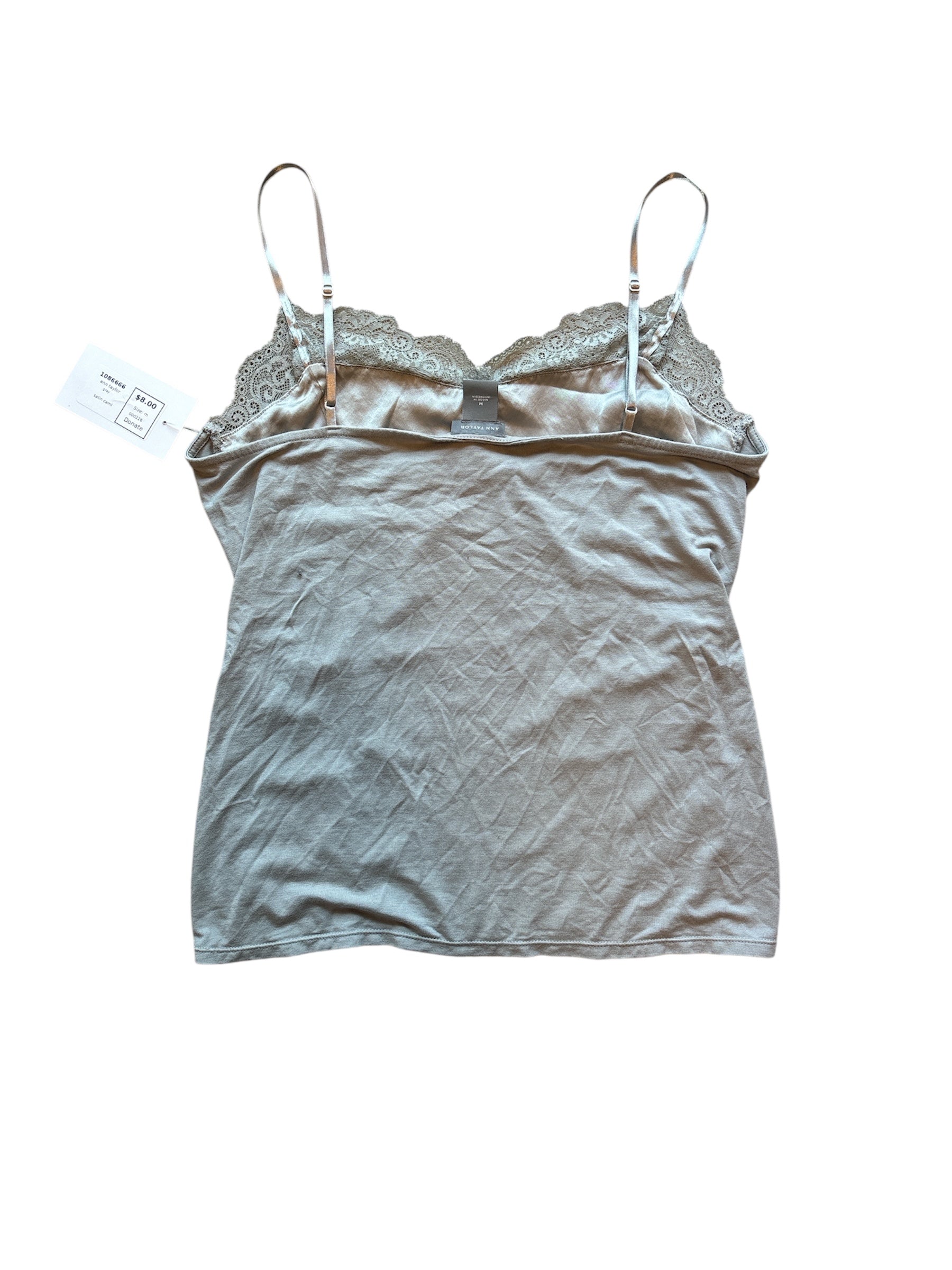 gray ann taylor satin cami, m