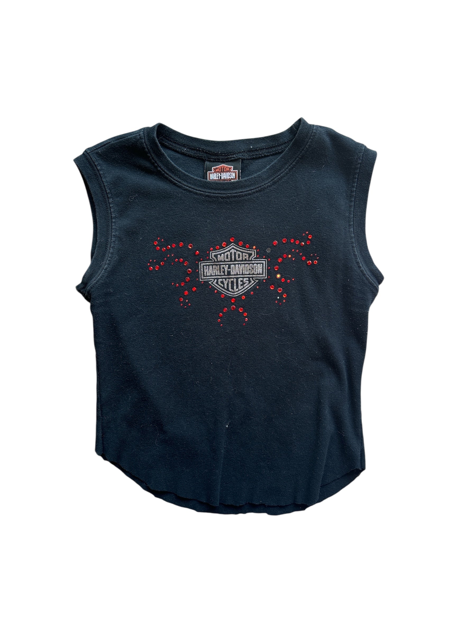 black red harley davidson crop bedazzle branded tank, s