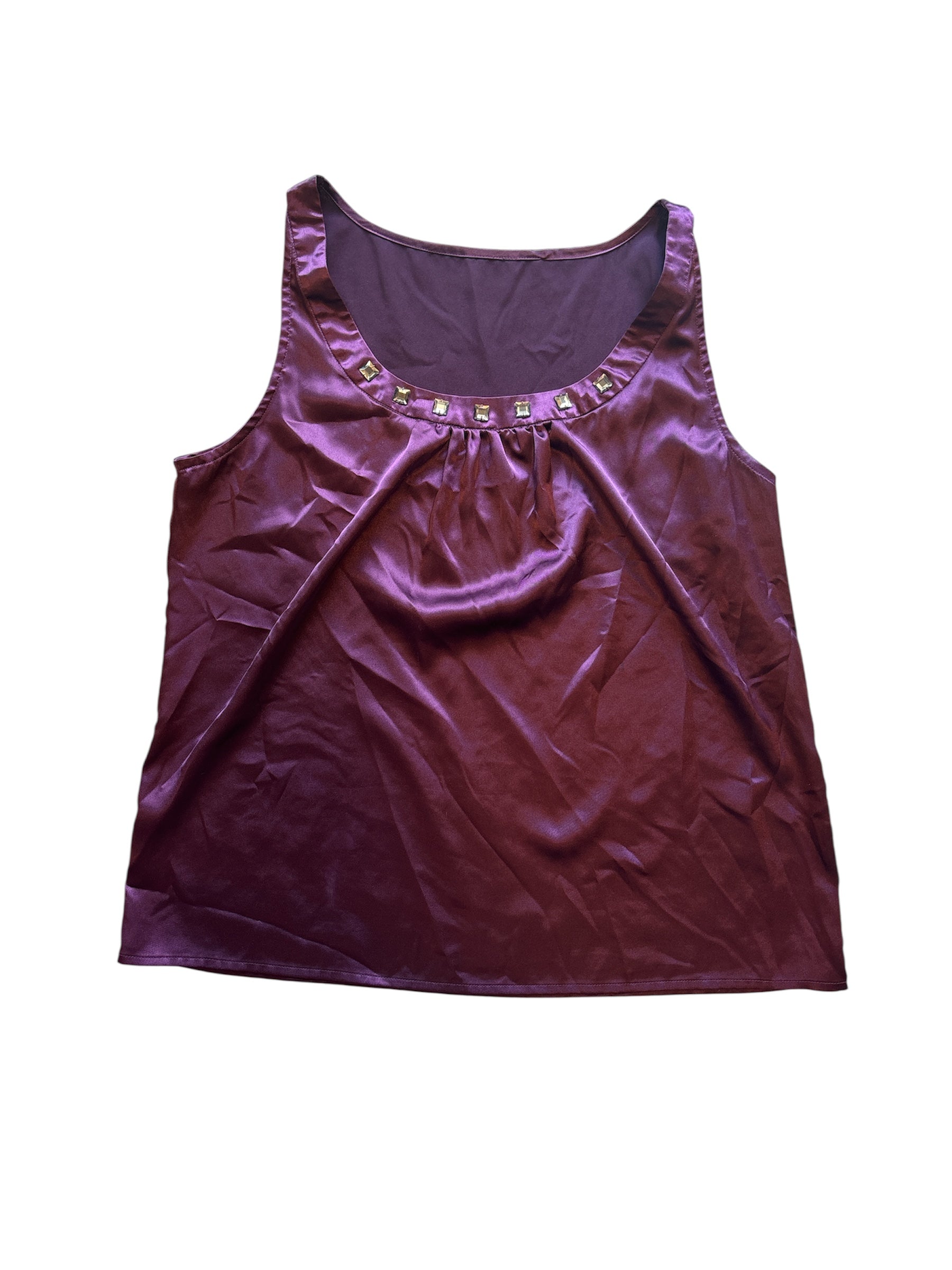 burgundy  satin gemstone tank, m