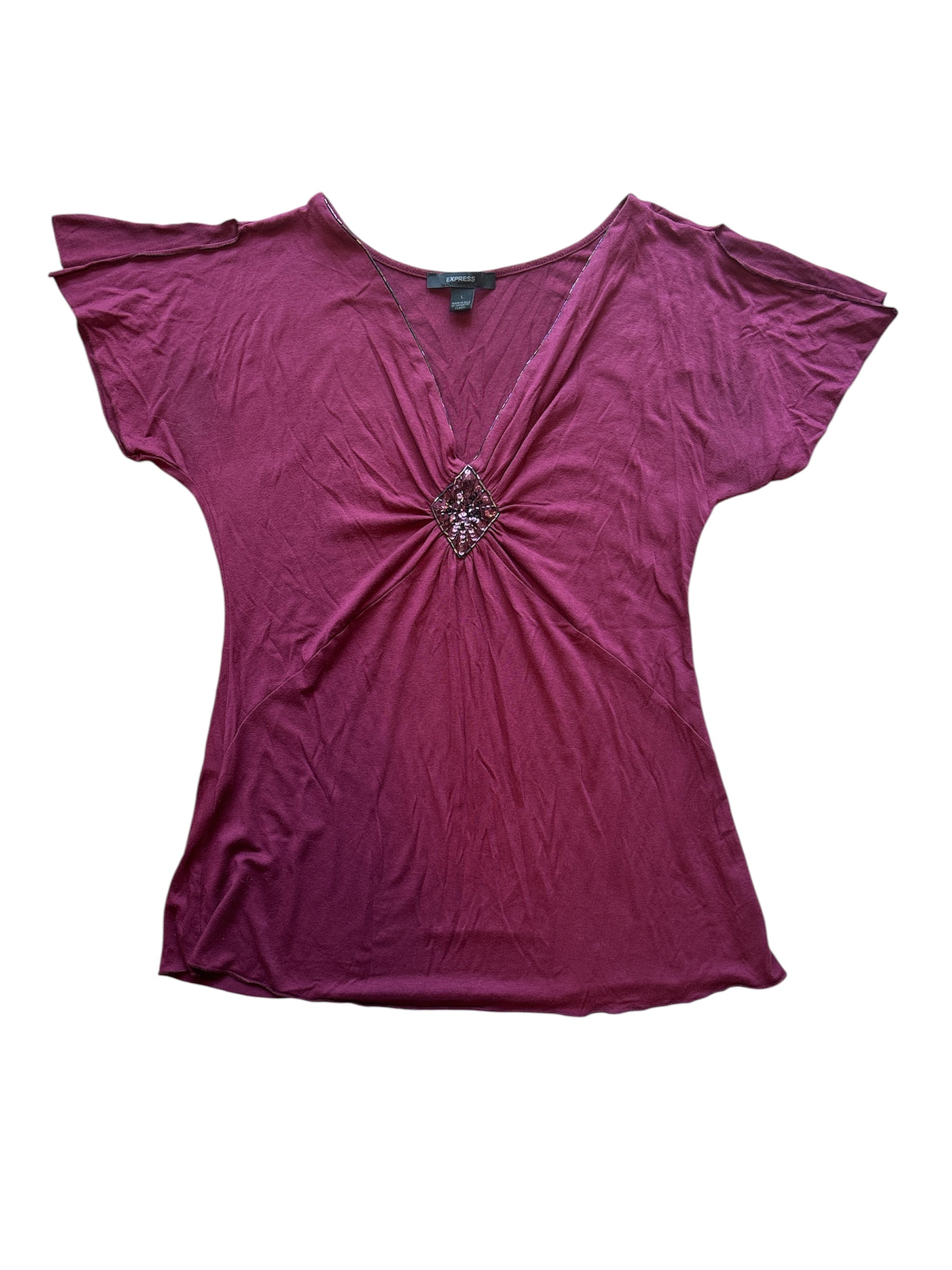 burgundy express soft top w beading, L