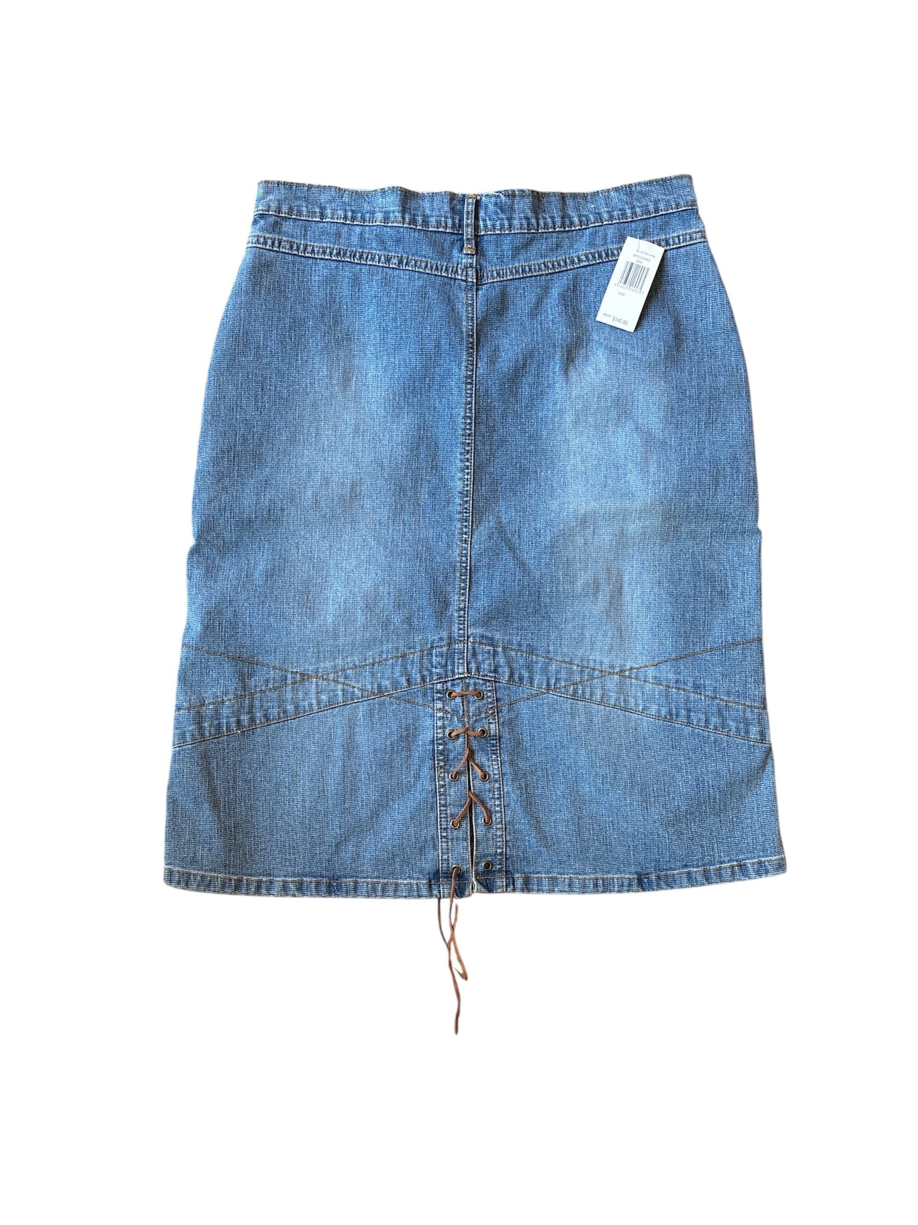 blue baby phat deadstock lace up denim skirt, 15
