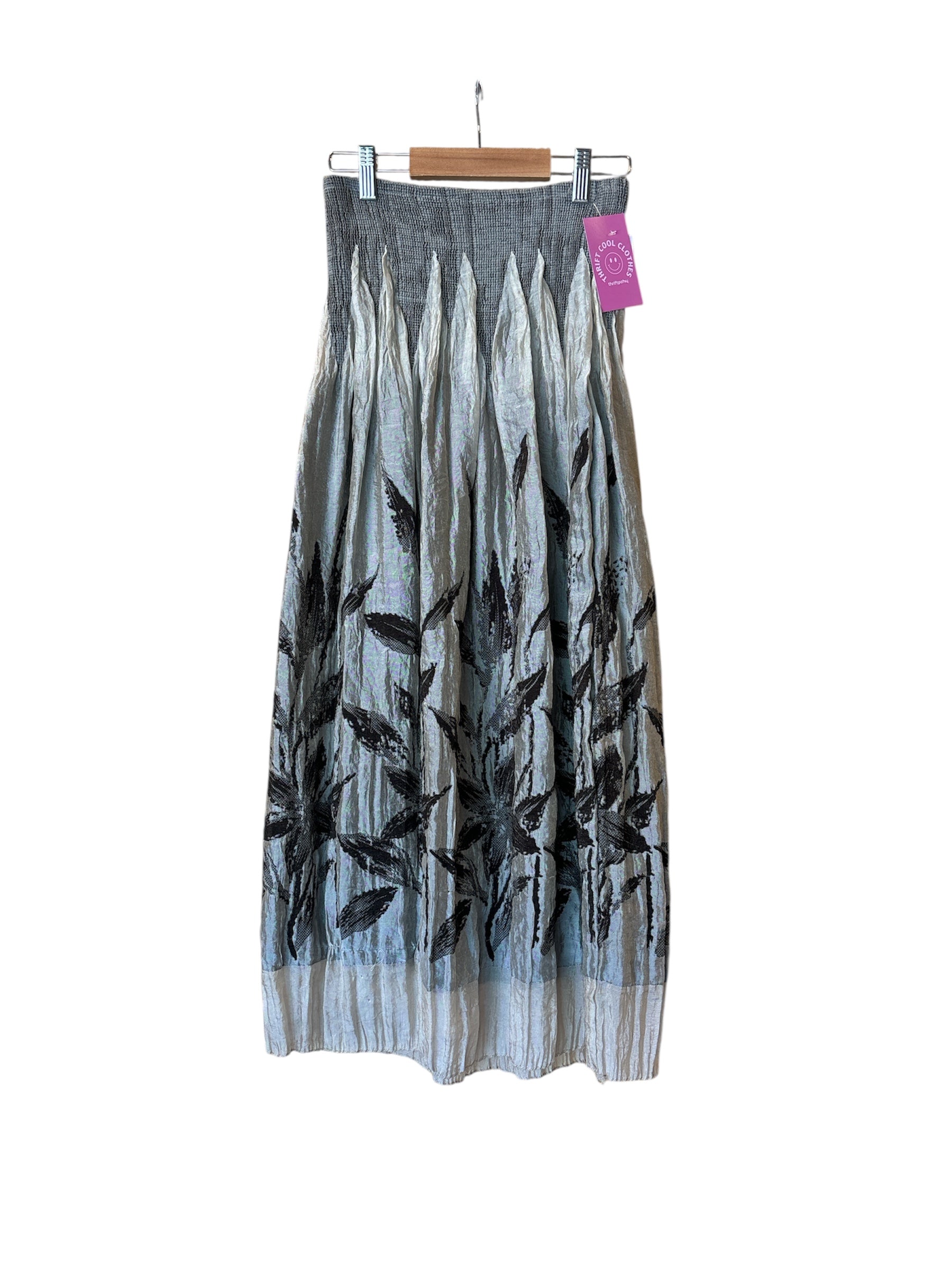 gray white lapis smocked tube top dress, os