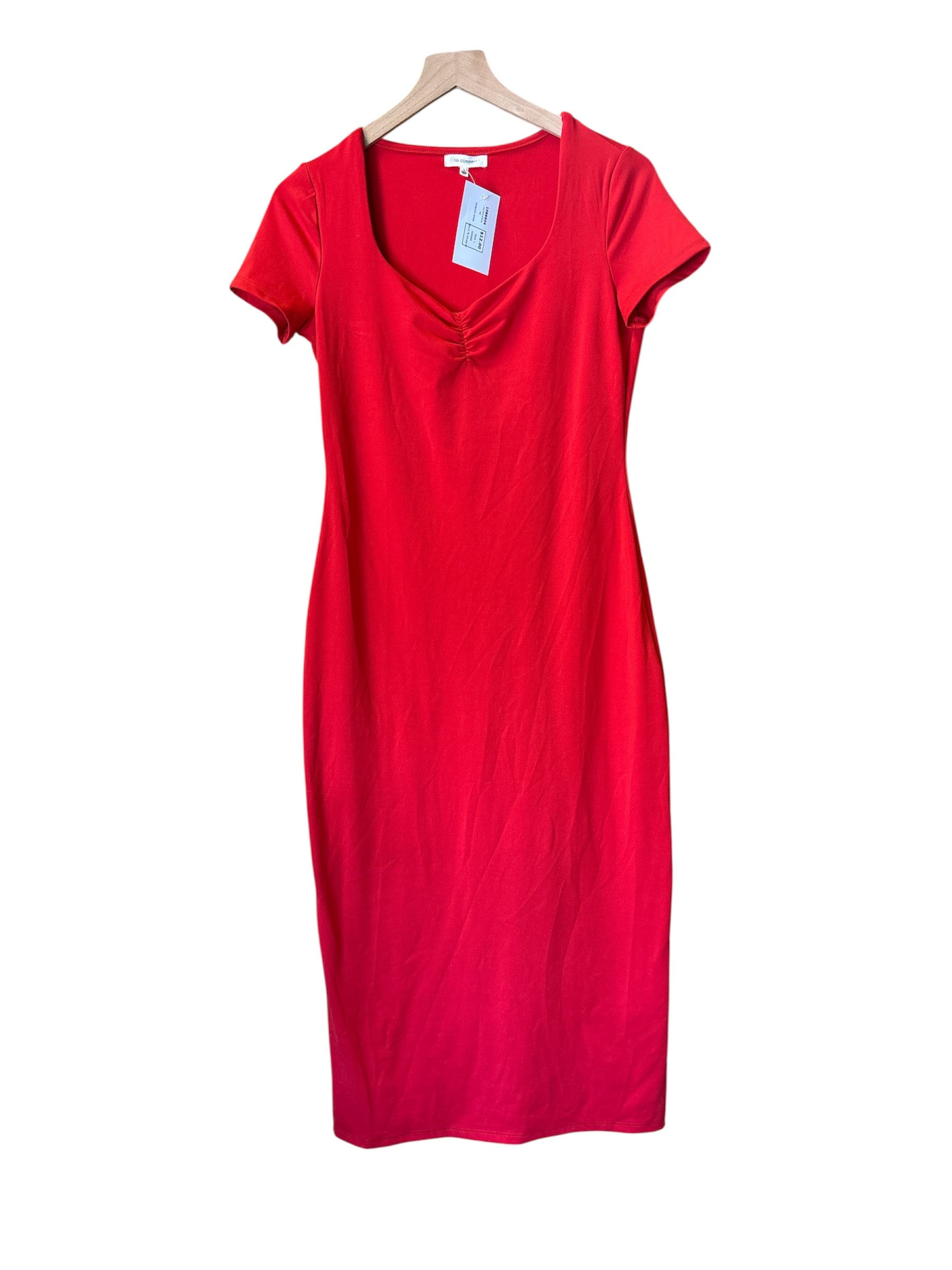 red no comment bodycon dress, L