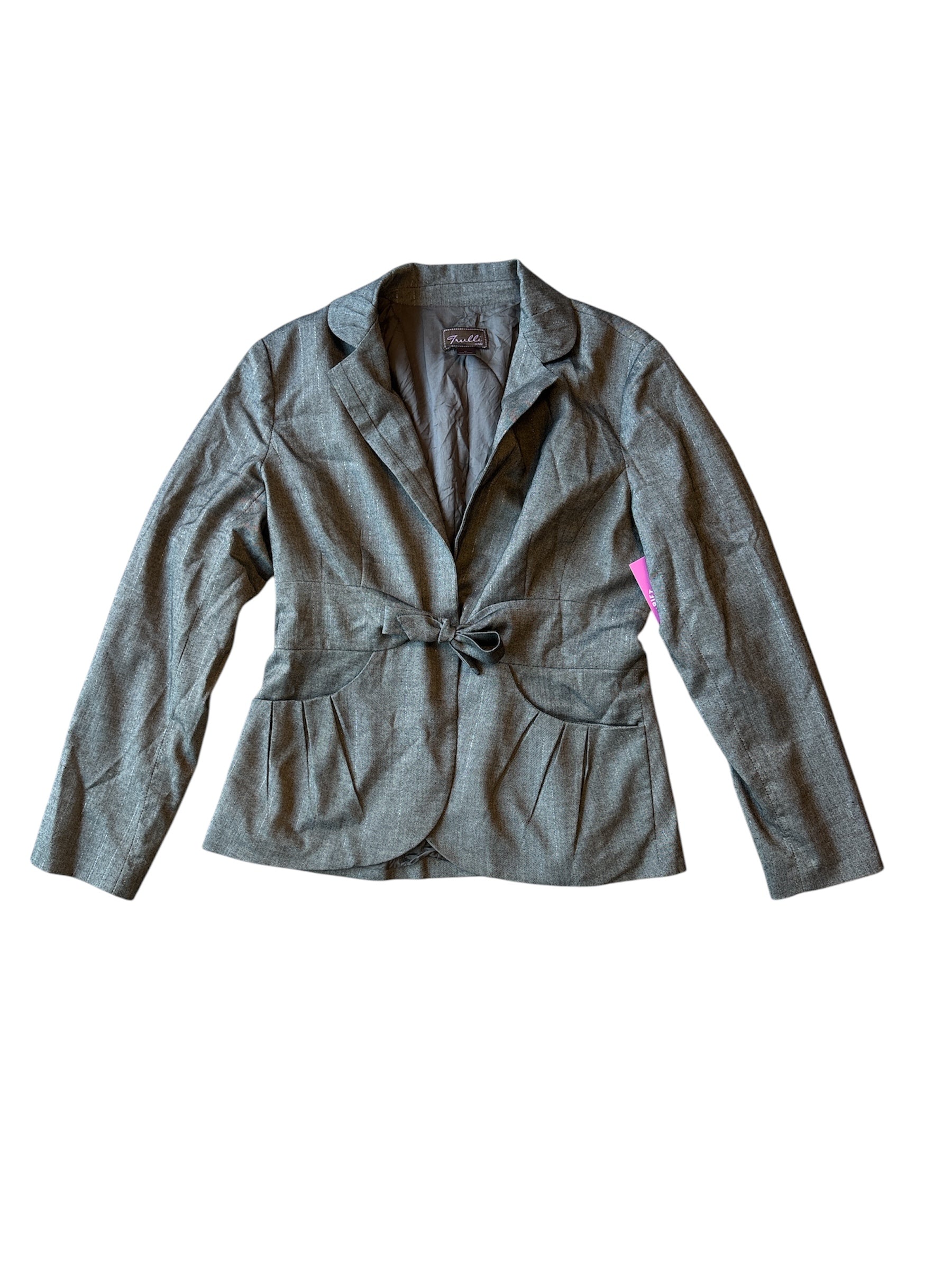 gray silver tulli tinsel blazer, 8p
