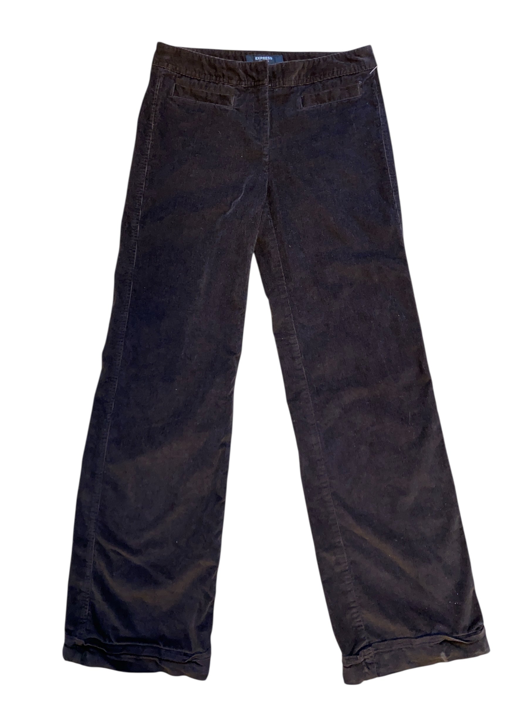 brown express flare cord pants, 3/4 l