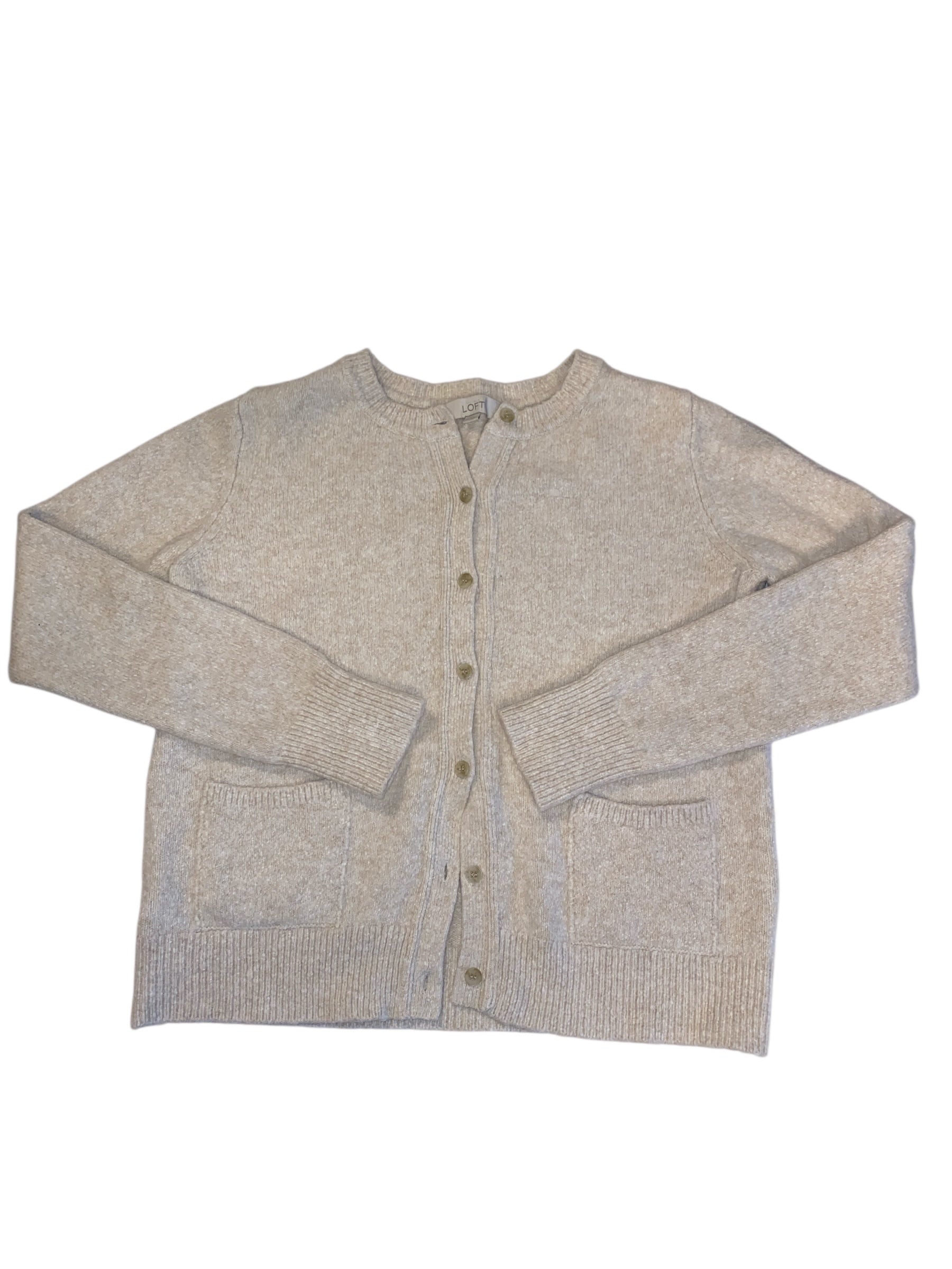 cream loft cardigan w pockets, m