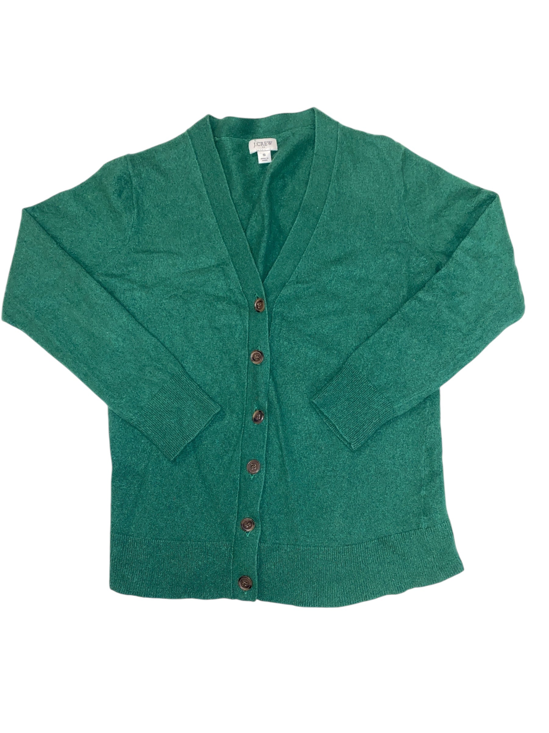 green j crew button up cardigan, s